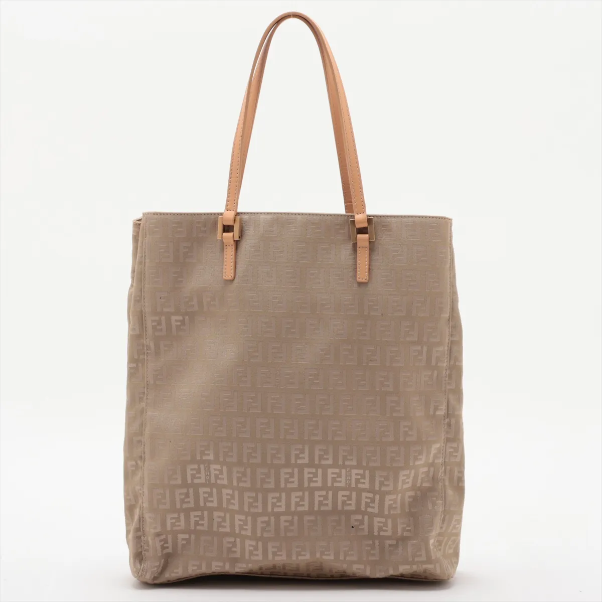 Zucchino Canvas x Leather Tote Bag, Beige — view 2