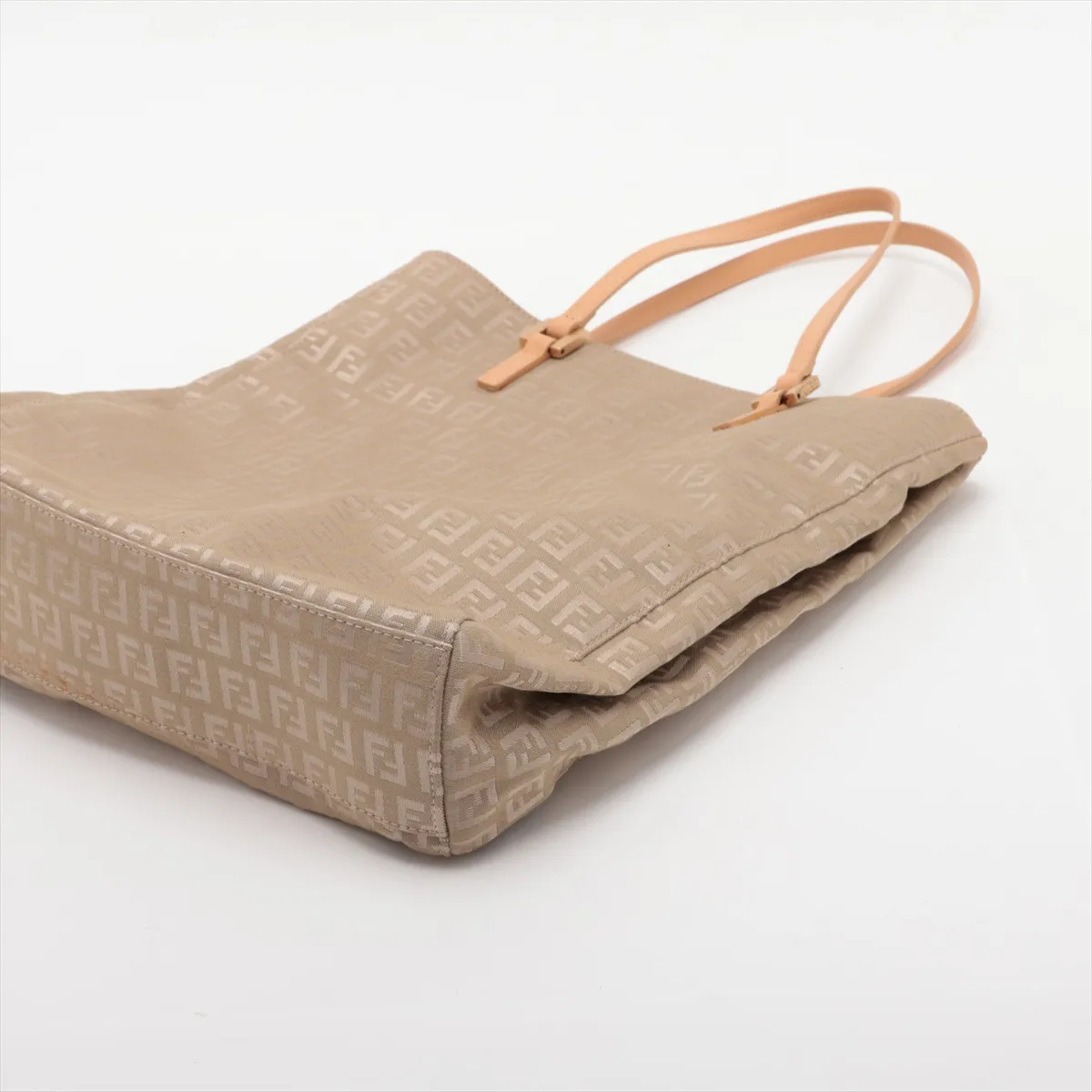 Zucchino Canvas x Leather Tote Bag, Beige — view 3