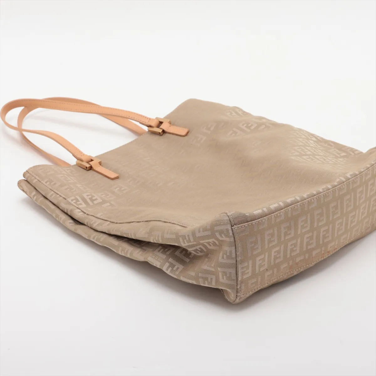 Zucchino Canvas x Leather Tote Bag, Beige — view 4
