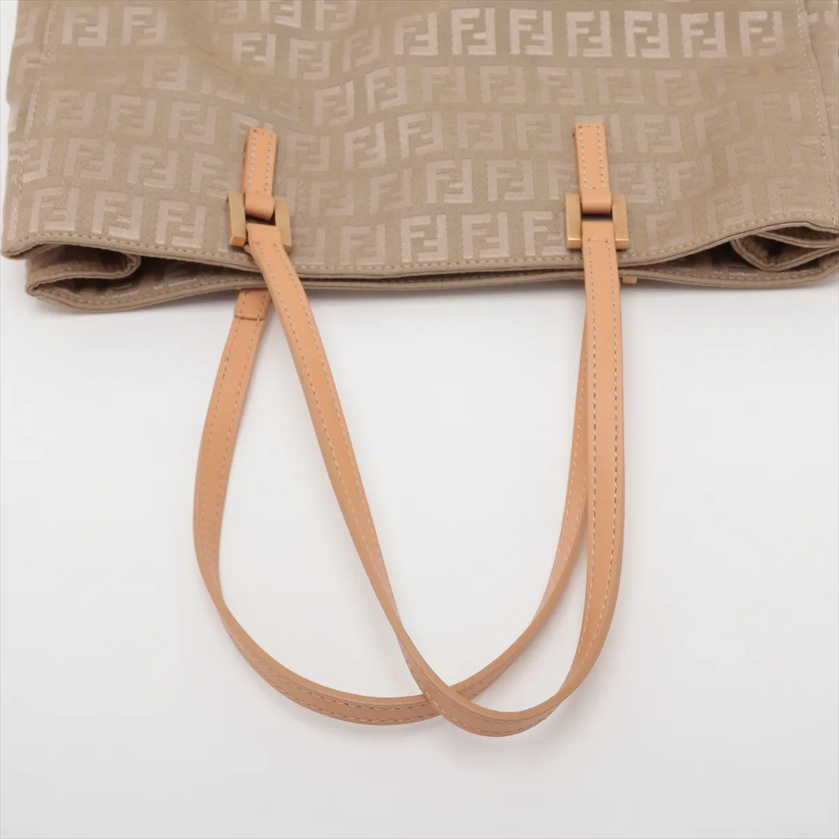 Zucchino Canvas x Leather Tote Bag, Beige — view 5
