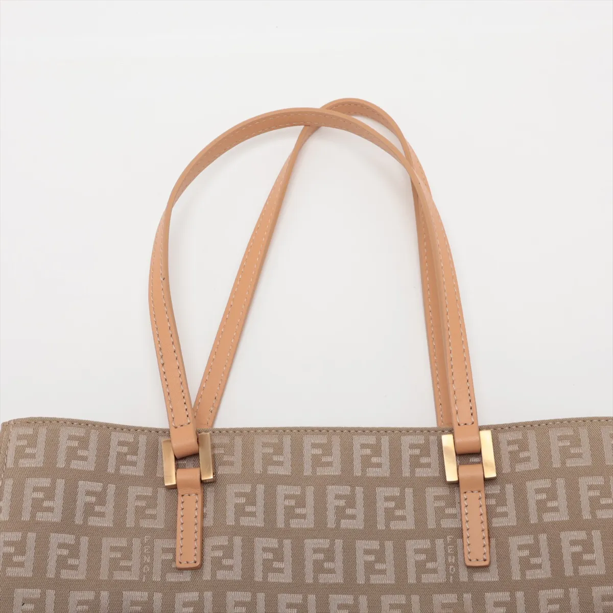 Zucchino Canvas x Leather Tote Bag, Beige — view 6