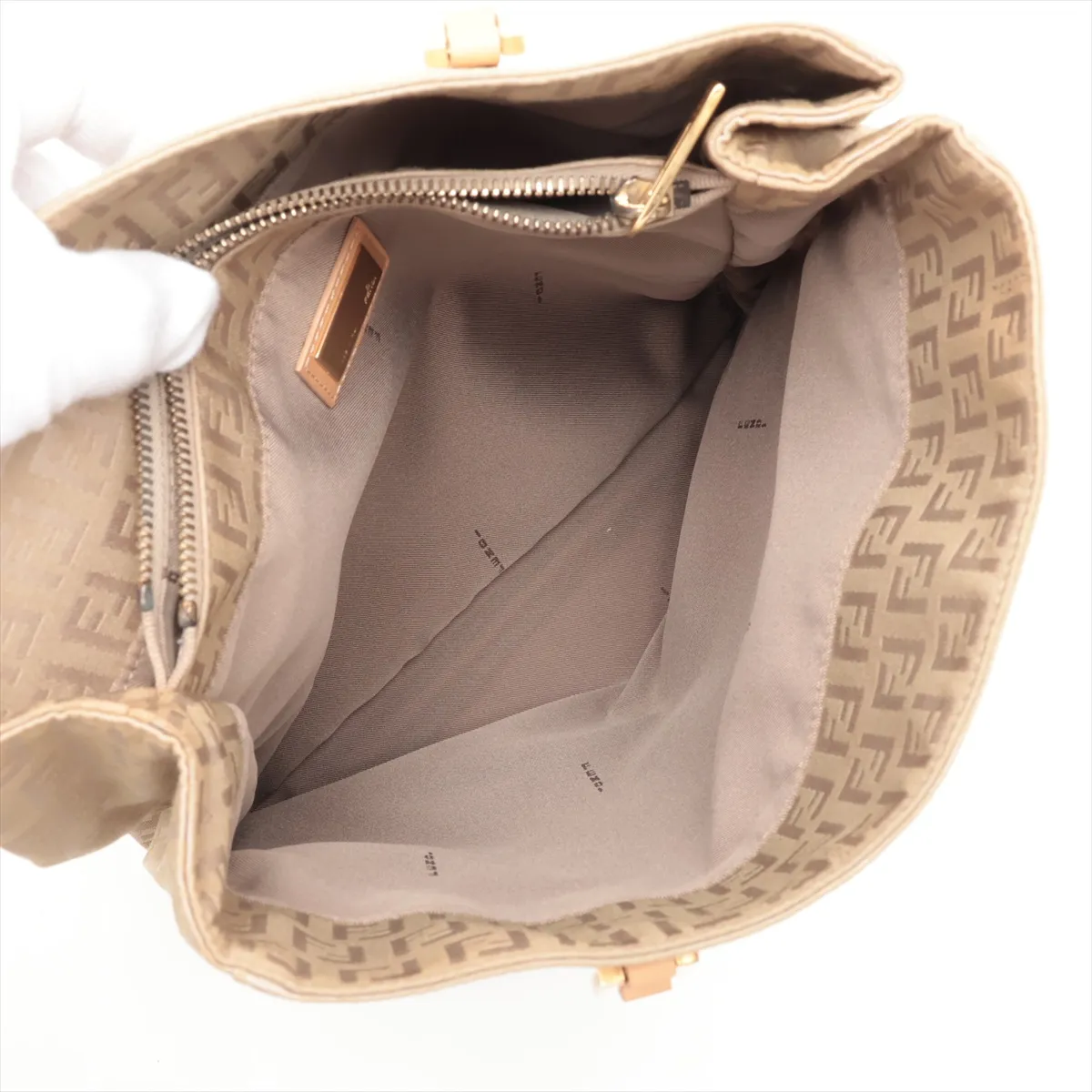 Zucchino Canvas x Leather Tote Bag, Beige — view 7
