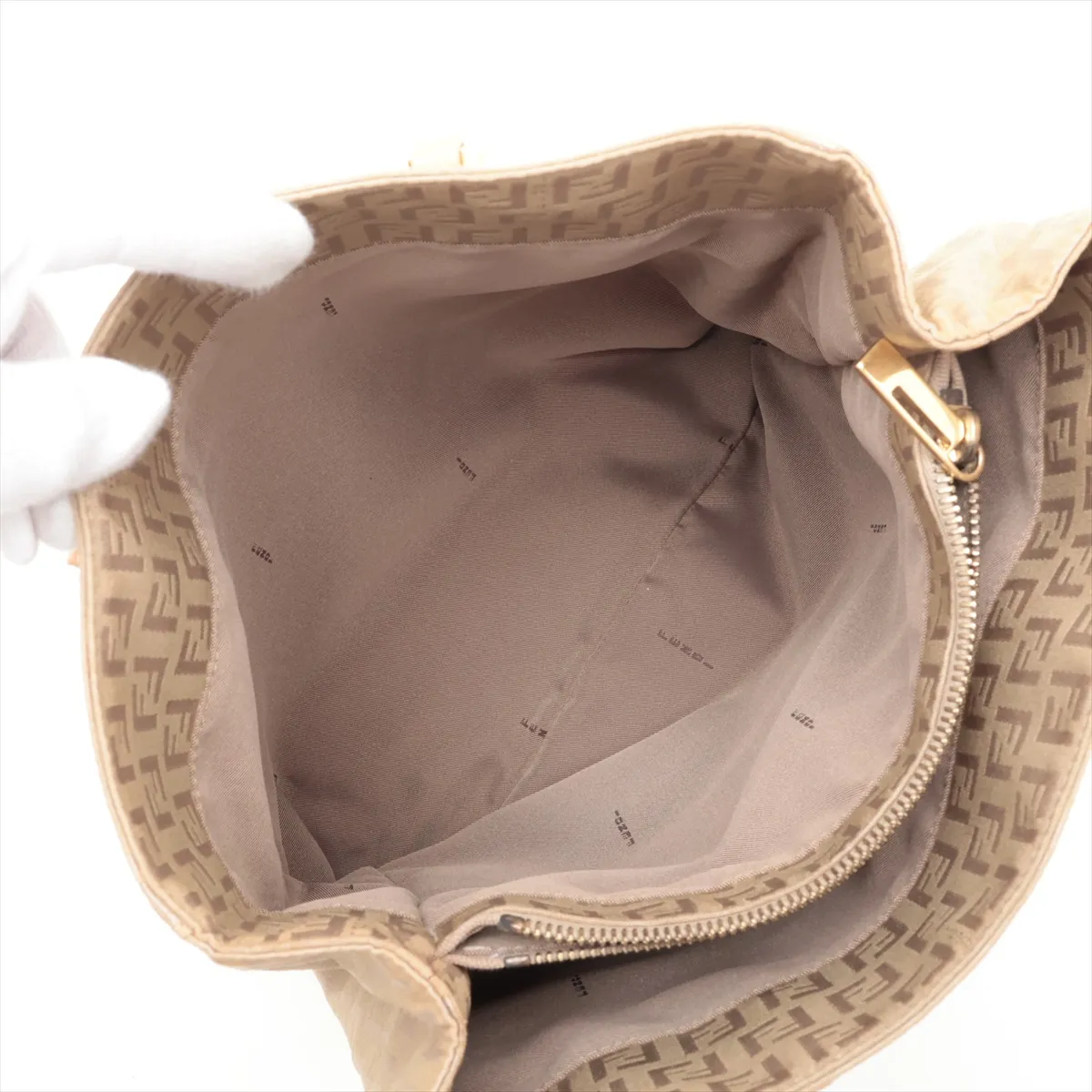 Zucchino Canvas x Leather Tote Bag, Beige — view 8