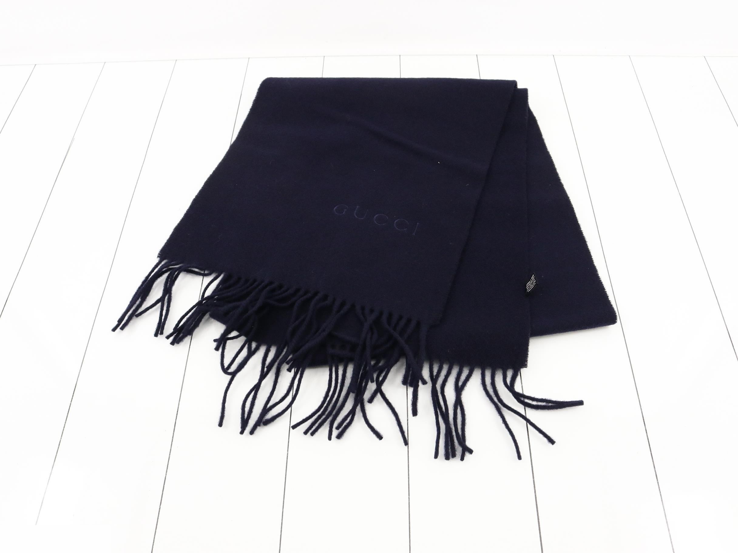 Scarf, navy, with tag. — view 2