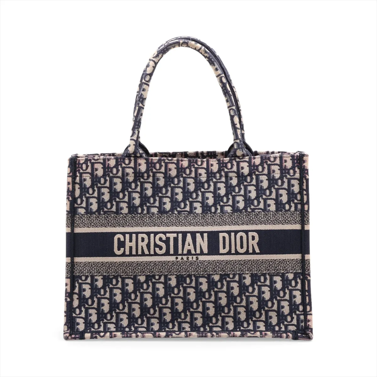 Oblique Book Tote Medium Canvas Tote Bag Navy