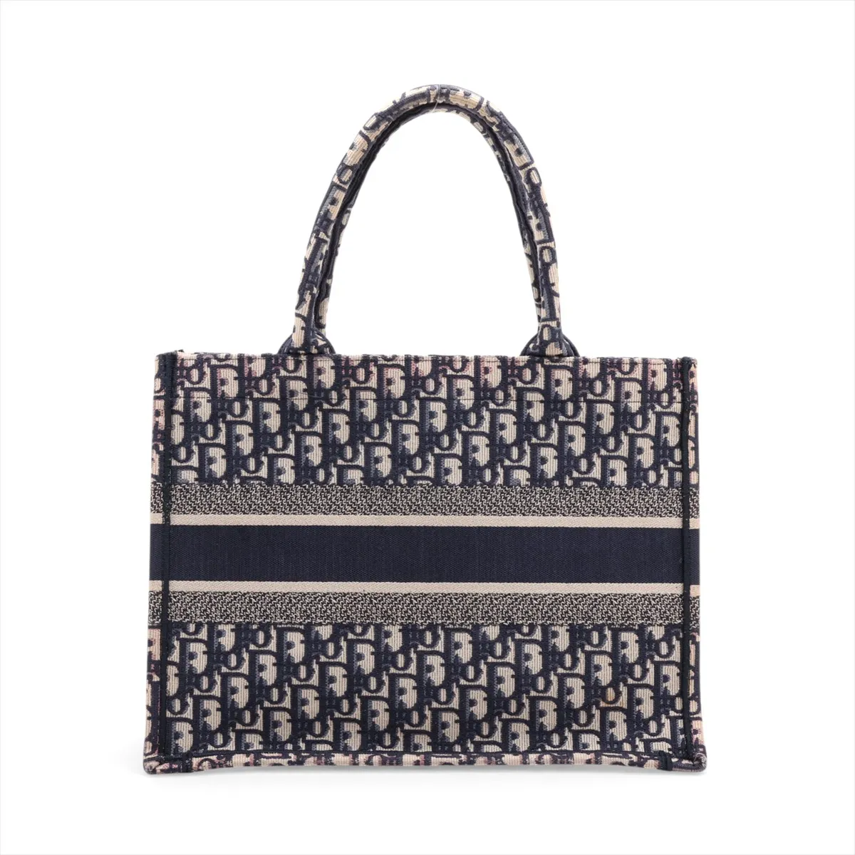 Oblique Book Tote Medium Canvas Tote Bag Navy — view 2