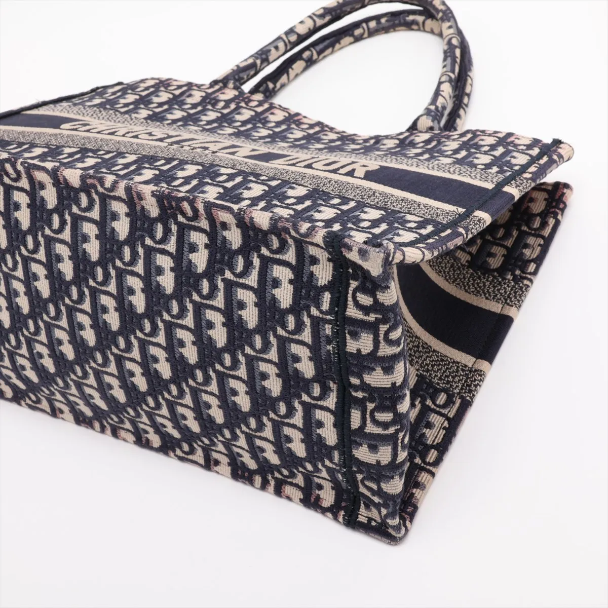 Oblique Book Tote Medium Canvas Tote Bag Navy — view 3