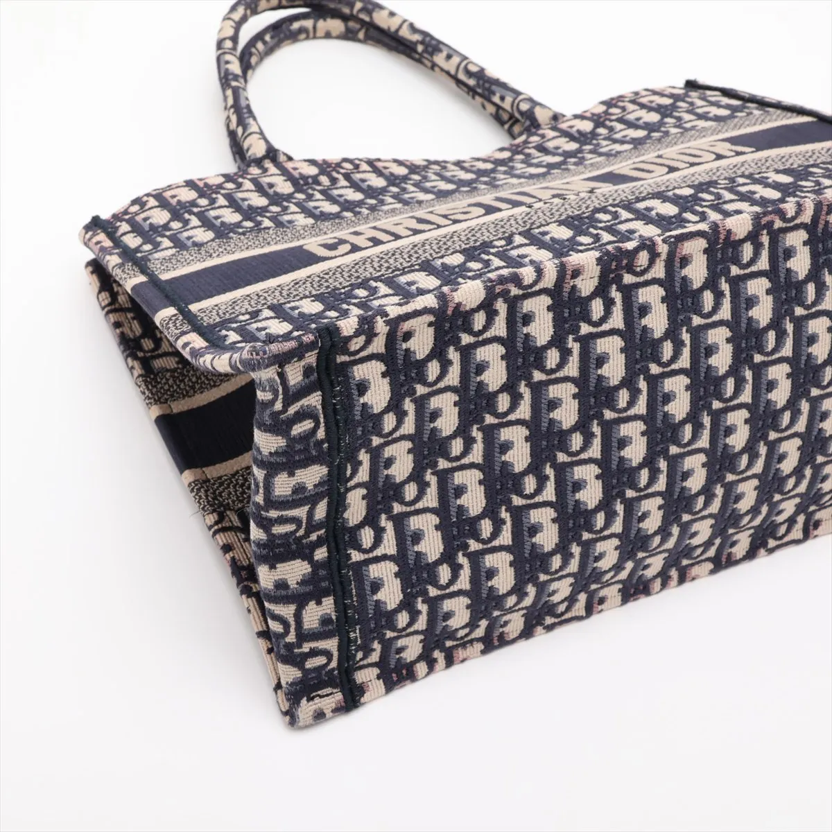 Oblique Book Tote Medium Canvas Tote Bag Navy — view 4