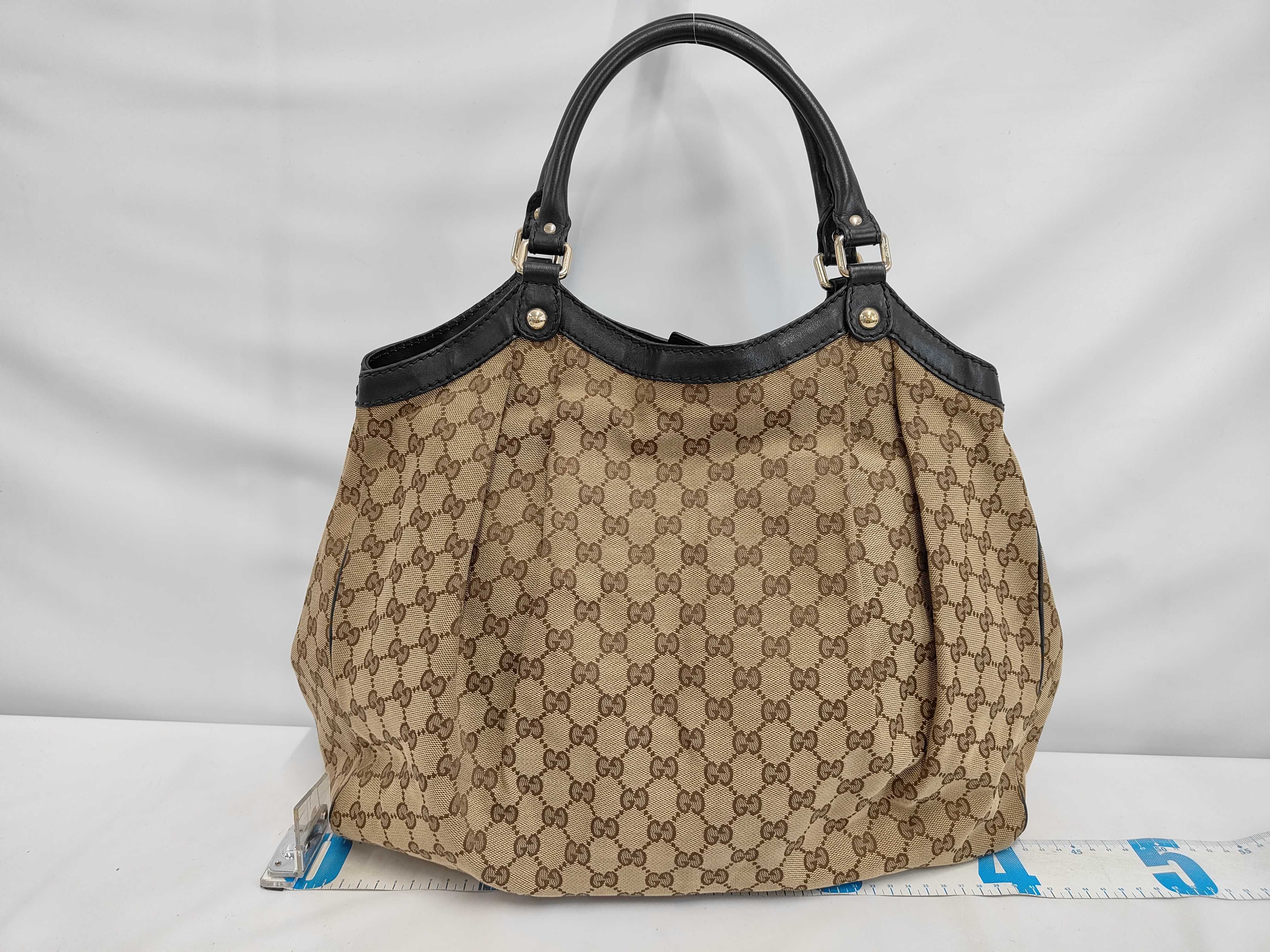 Black Canvas GG Monogram Pumpkin Shoulder Bag (Handbag) — view 2