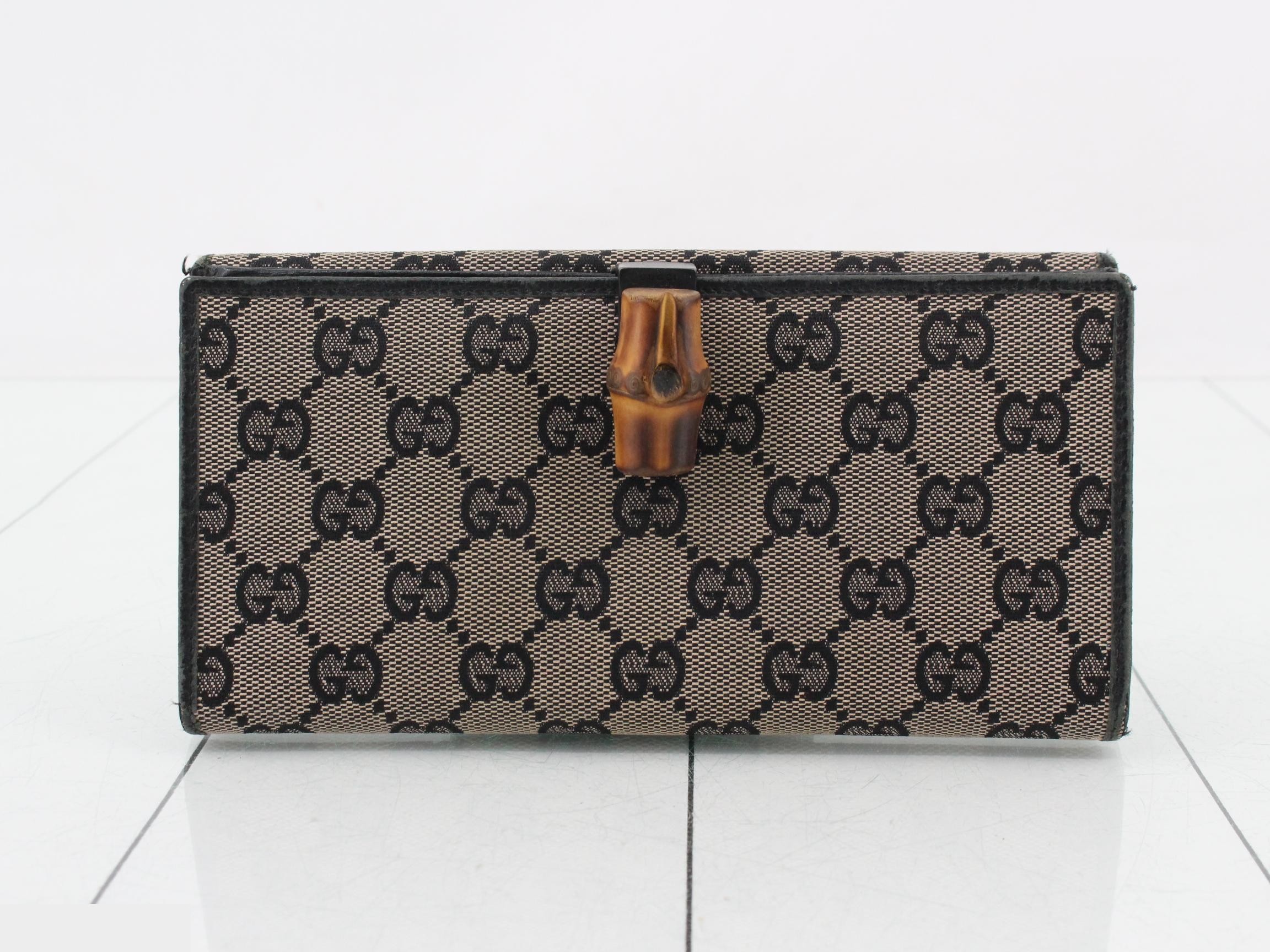 GG Canvas Bamboo Long Wallet