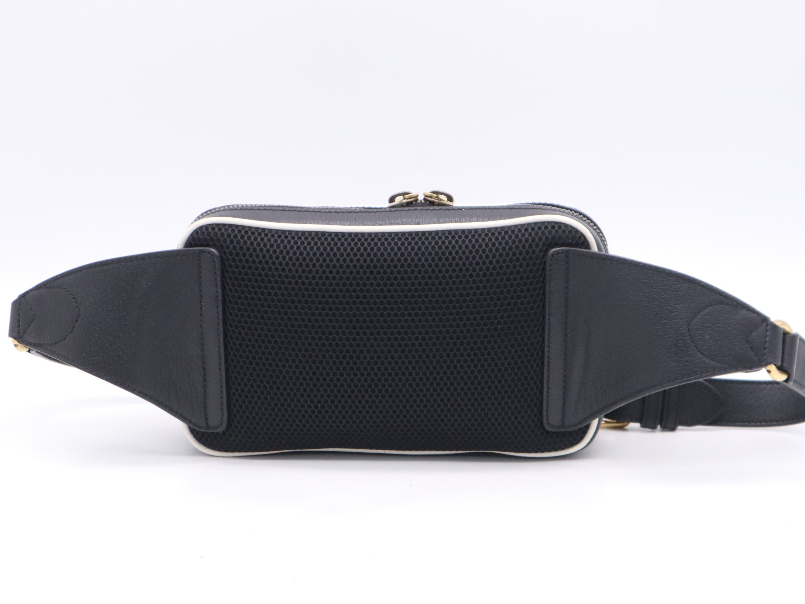 Leather Gucci x Adidas body bag, black, gold hardware. — view 2