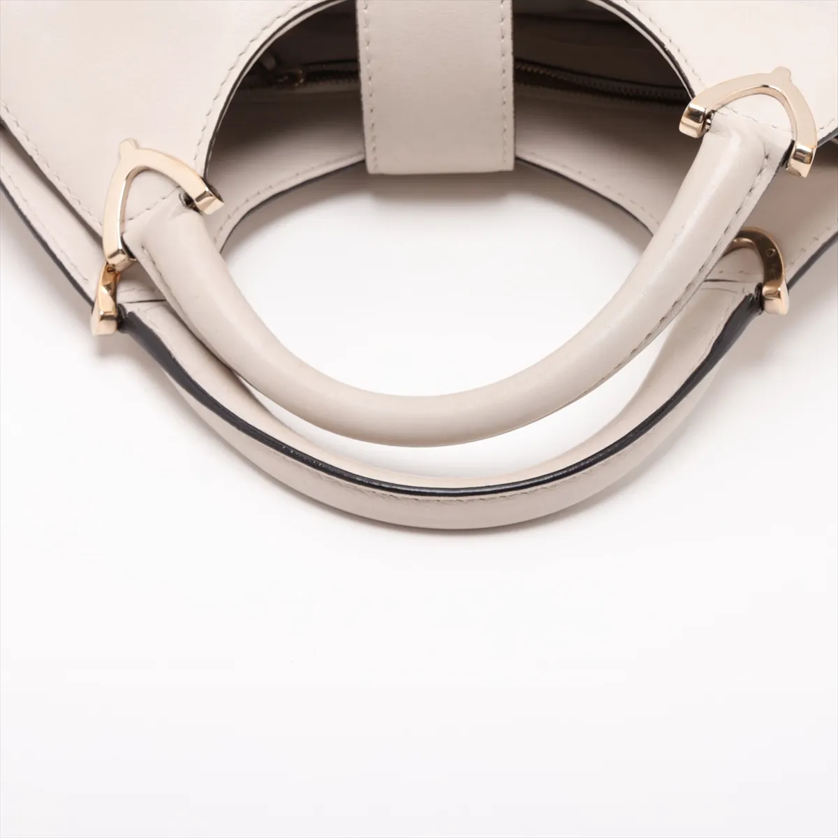 Stirrup Leather Handbag, White, 277514 — view 5