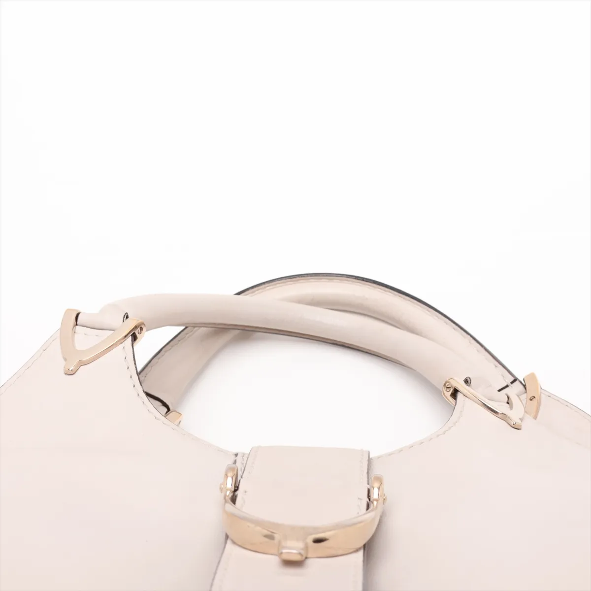 Stirrup Leather Handbag, White, 277514 — view 6
