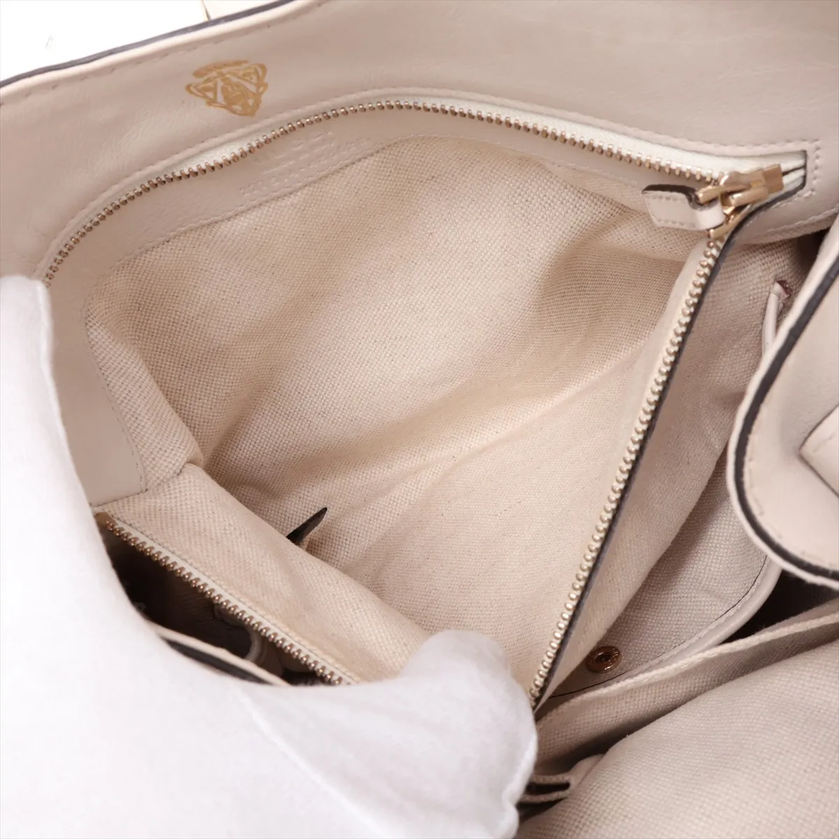 Stirrup Leather Handbag, White, 277514 — view 9