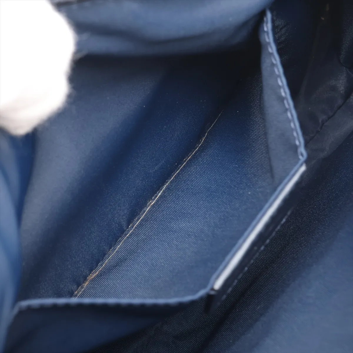 Trotter Canvas x Leather Shoulder Bag, Navy, Aftermarket Leather Zipper Pull — view 7