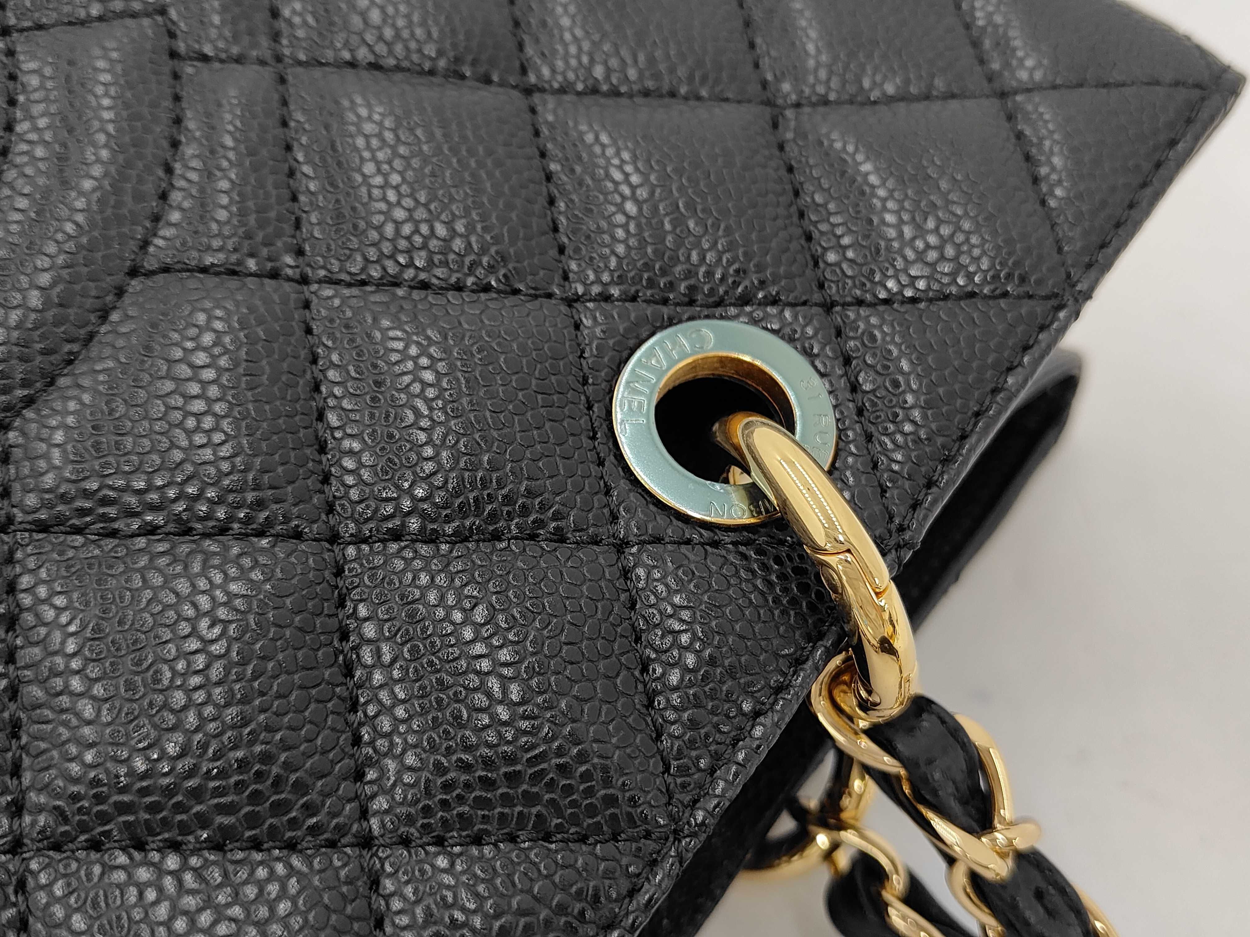 Caviar Skin GST Chain Tote Bag, Black with Gold Hardware, with Authenticity Card and Seal, Shoulder Bag (Stored Item) — view 7