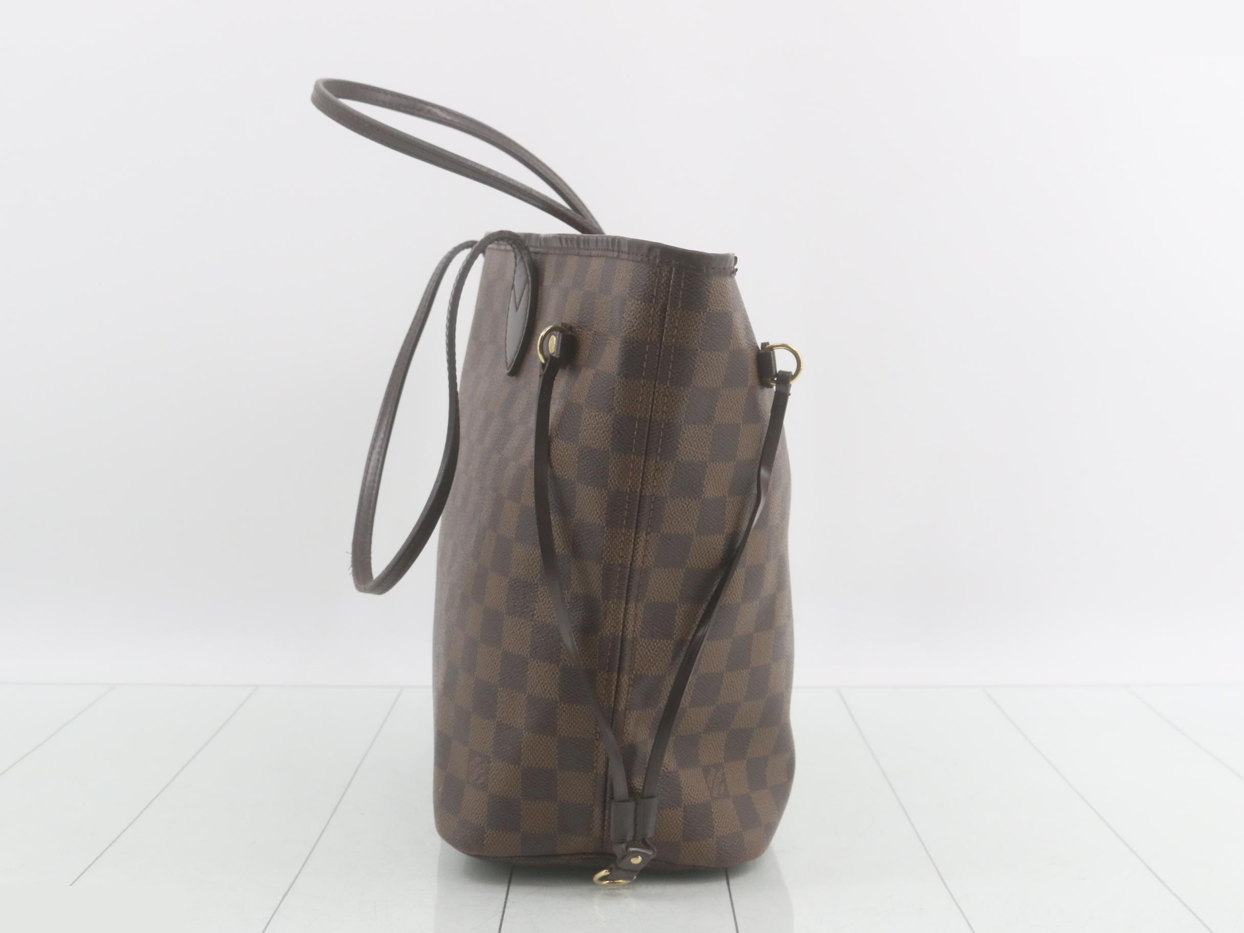 Neverfull MM Damier Ebene Brown Tote Bag — view 3