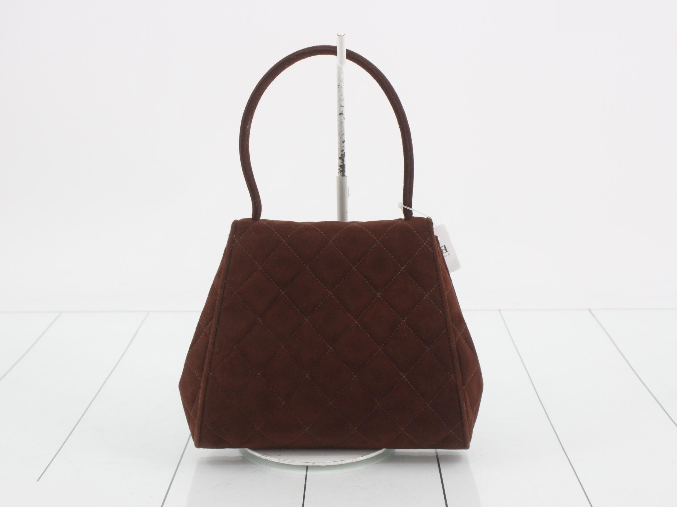 Matelassé suede handbag, brown, item number 3. — view 2
