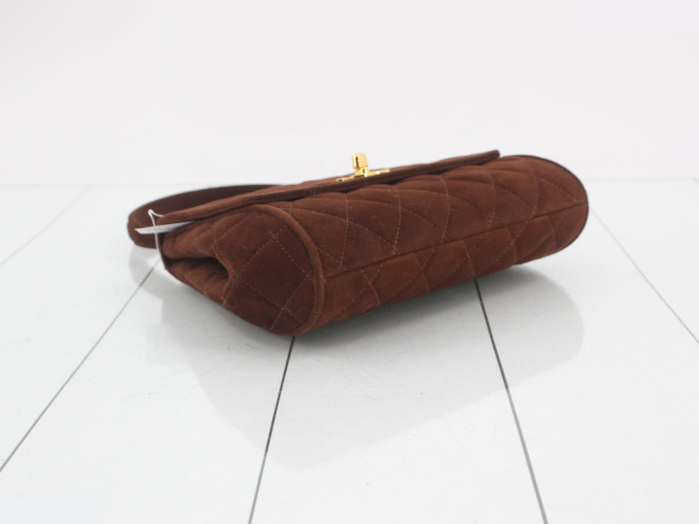 Matelassé suede handbag, brown, item number 3. — view 5