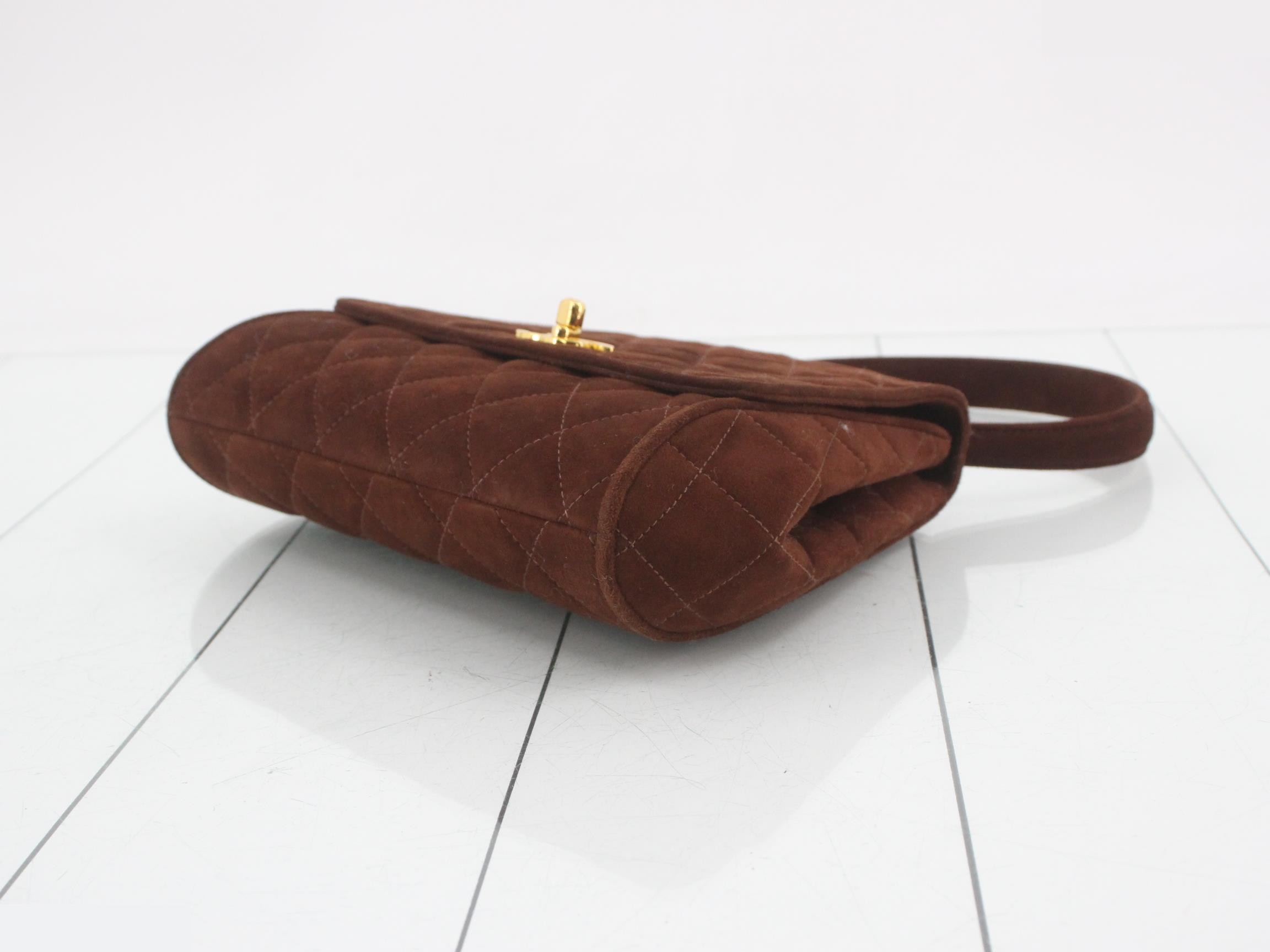 Matelassé suede handbag, brown, item number 3. — view 6