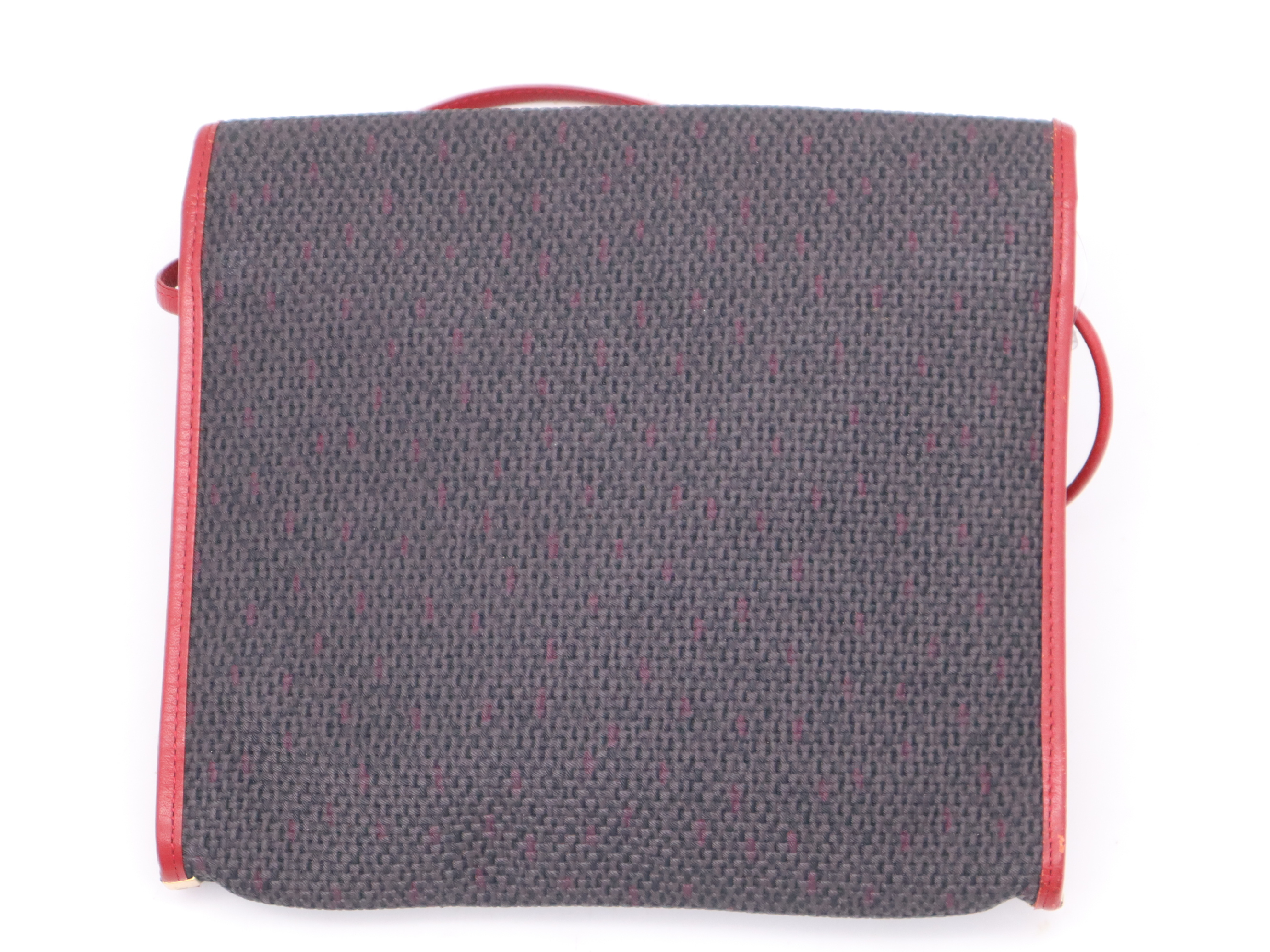 Leather Shoulder Bag, Black, Red — view 2