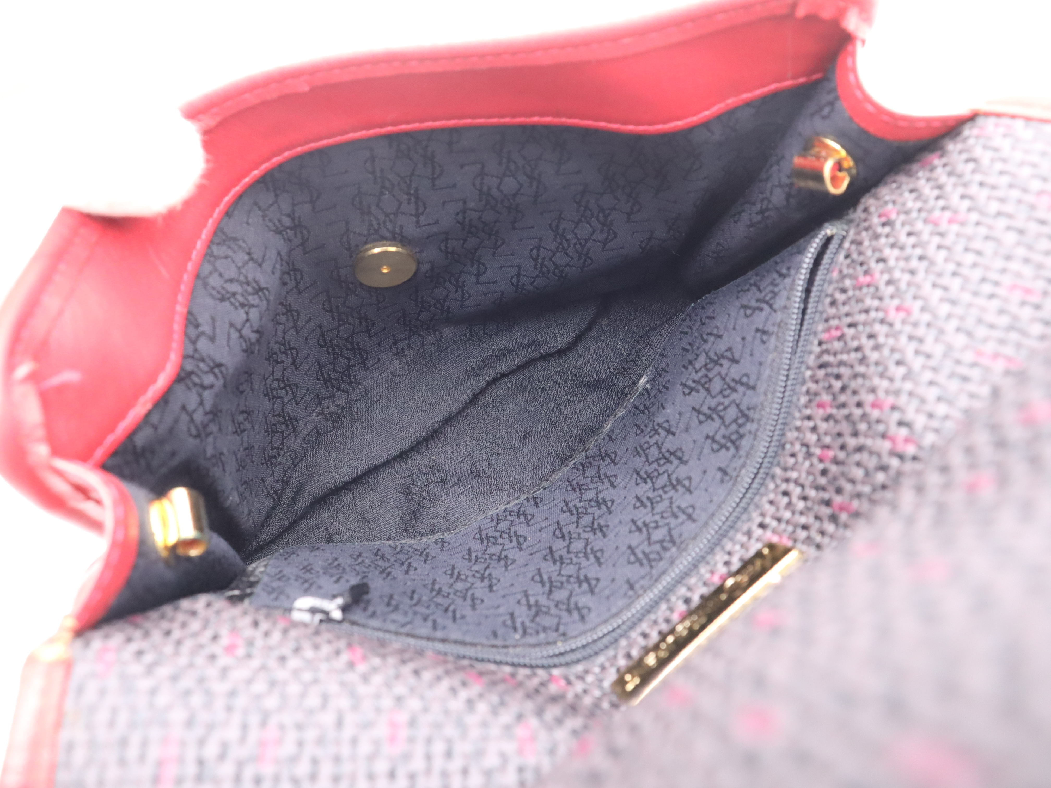 Leather Shoulder Bag, Black, Red — view 12
