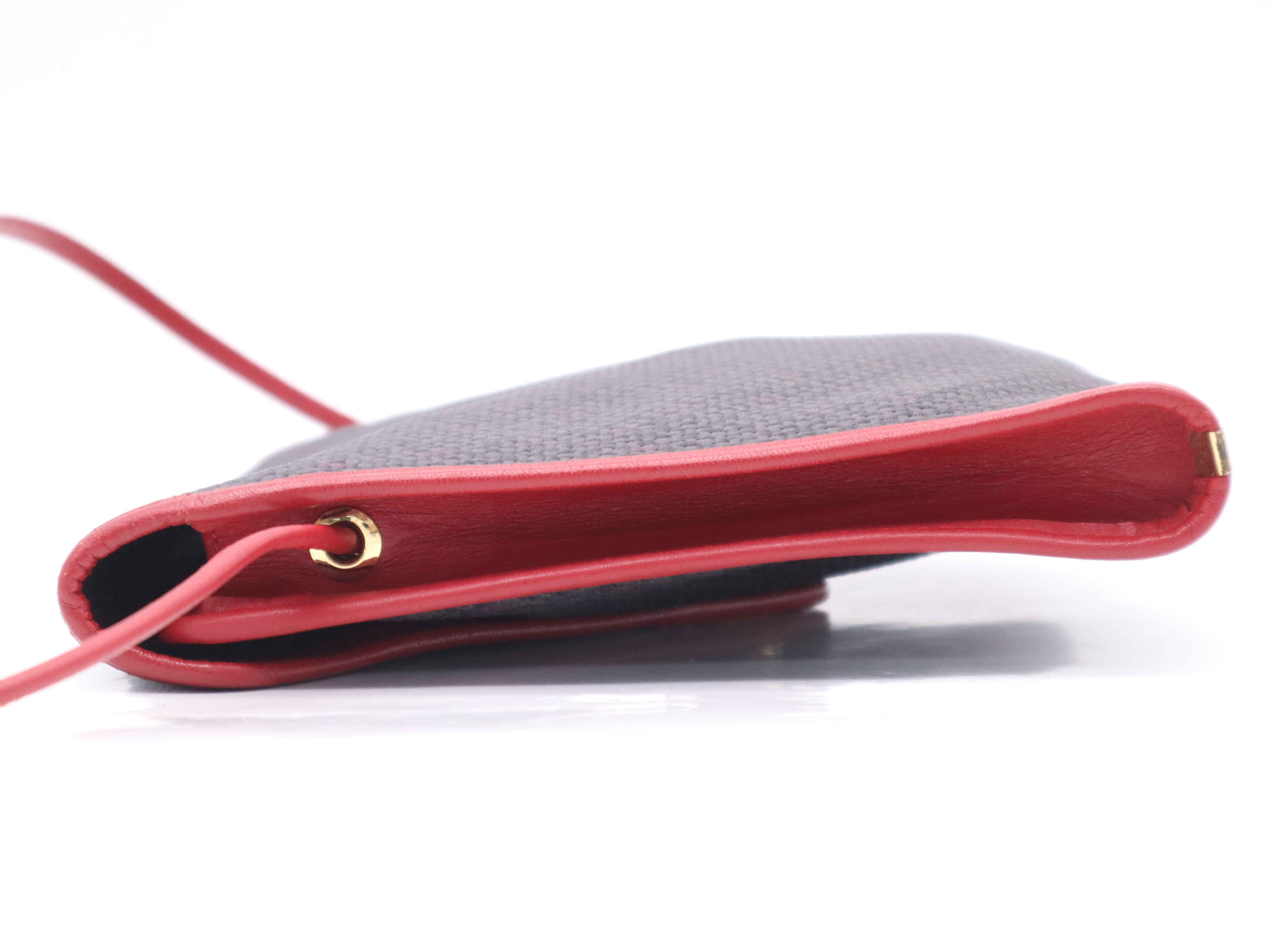 Leather Shoulder Bag, Black, Red — view 3