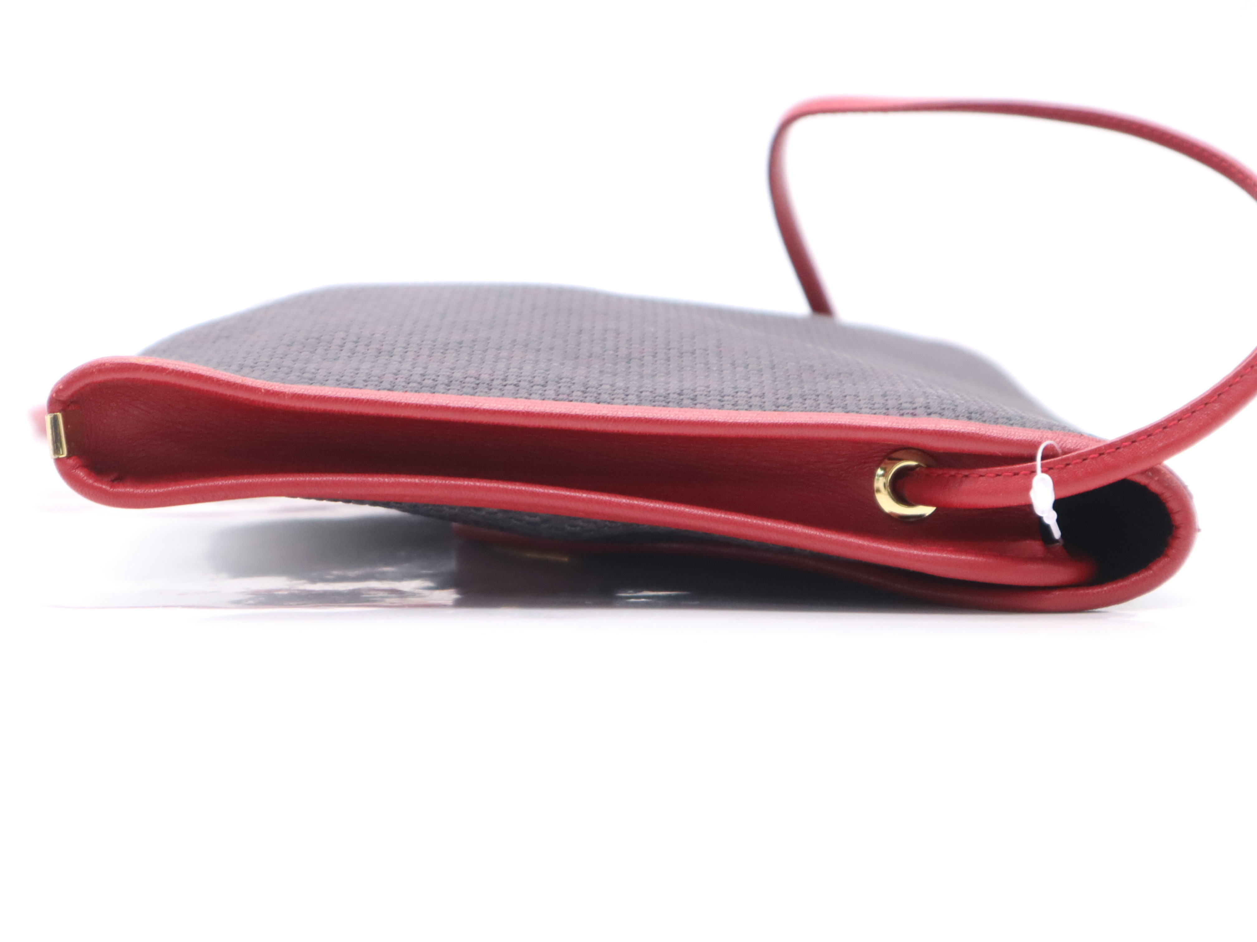 Leather Shoulder Bag, Black, Red — view 5