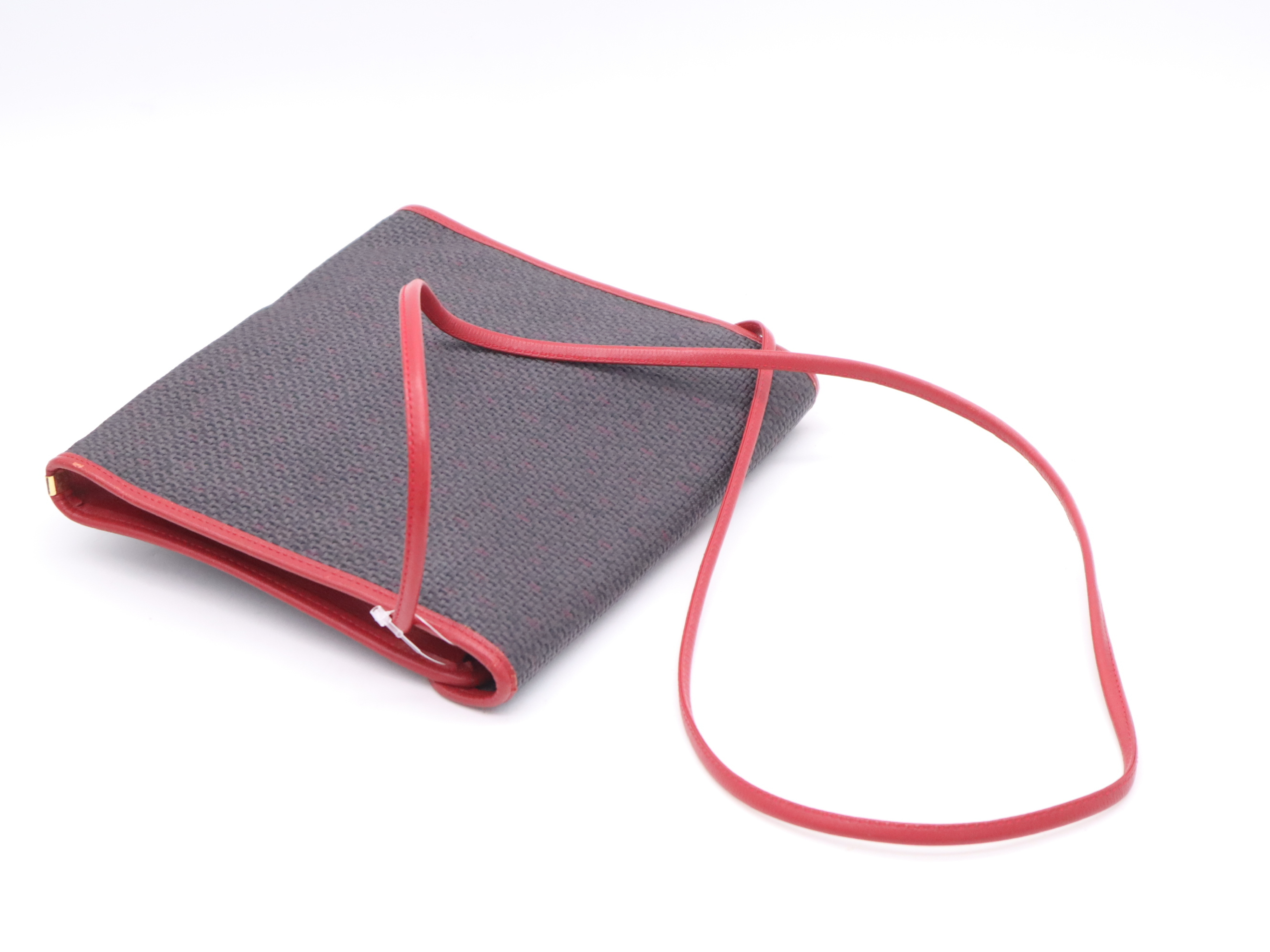 Leather Shoulder Bag, Black, Red — view 6