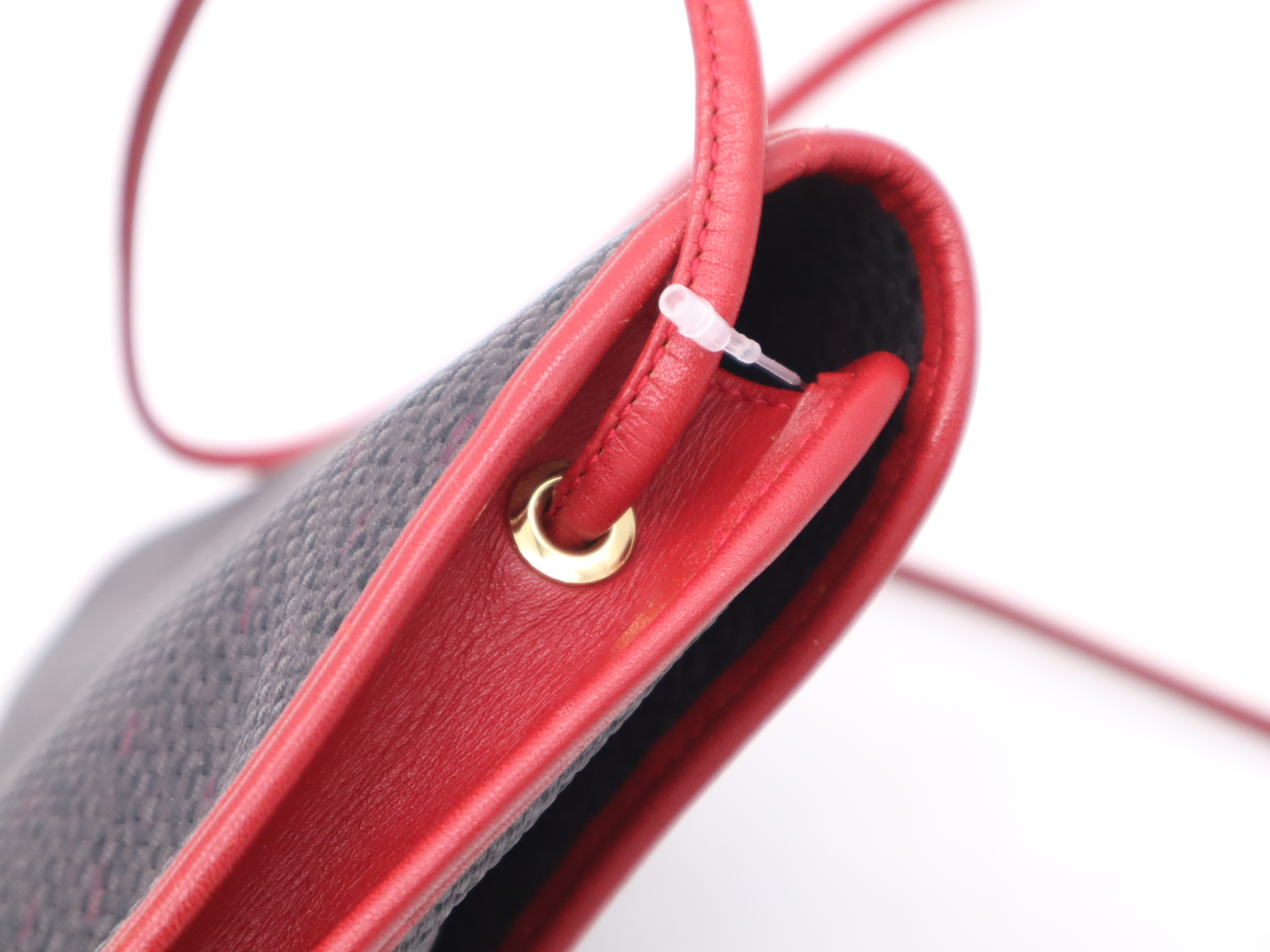 Leather Shoulder Bag, Black, Red — view 7