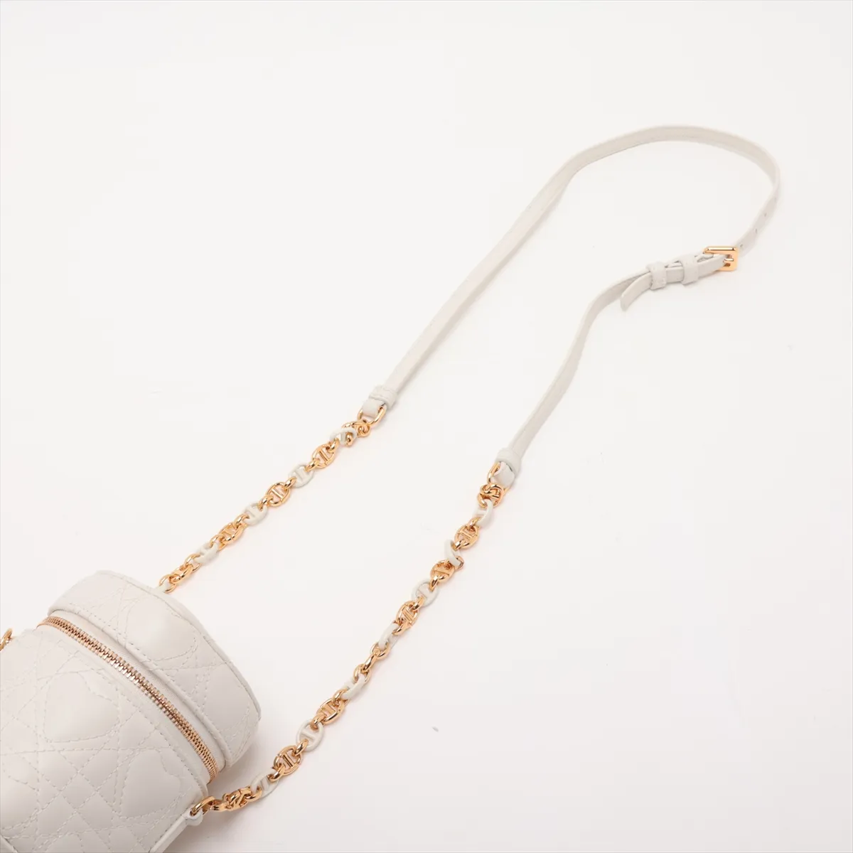 Heart Cannage Leather Chain Shoulder Bag, White — view 5
