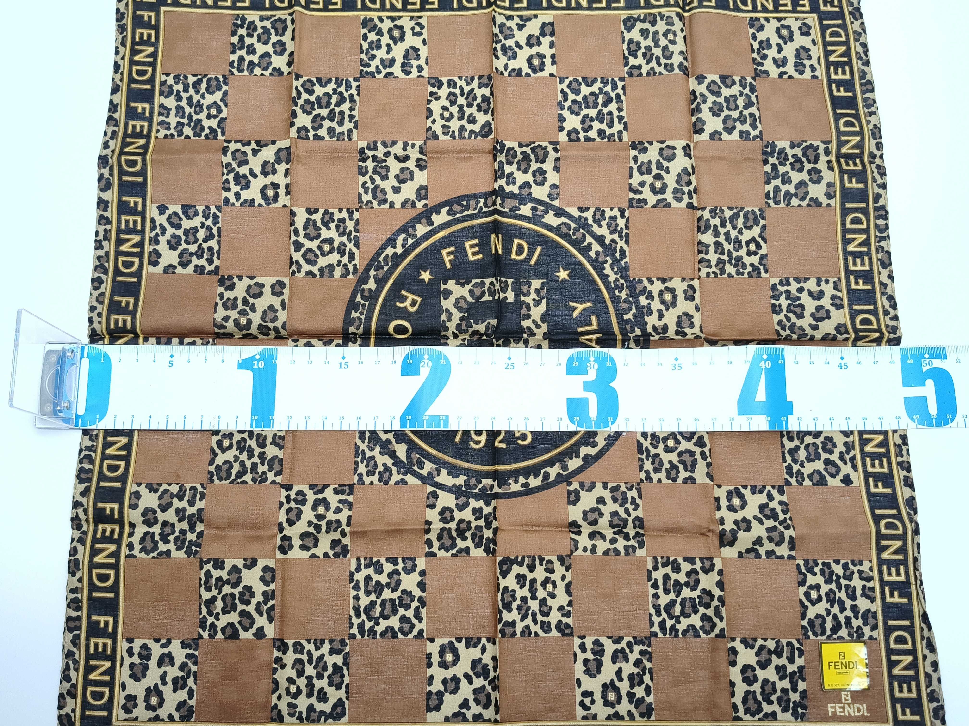 Zucca pattern Fendi handkerchief scarf with sticker FF Zucca border logo leopard print other accessories — view 2