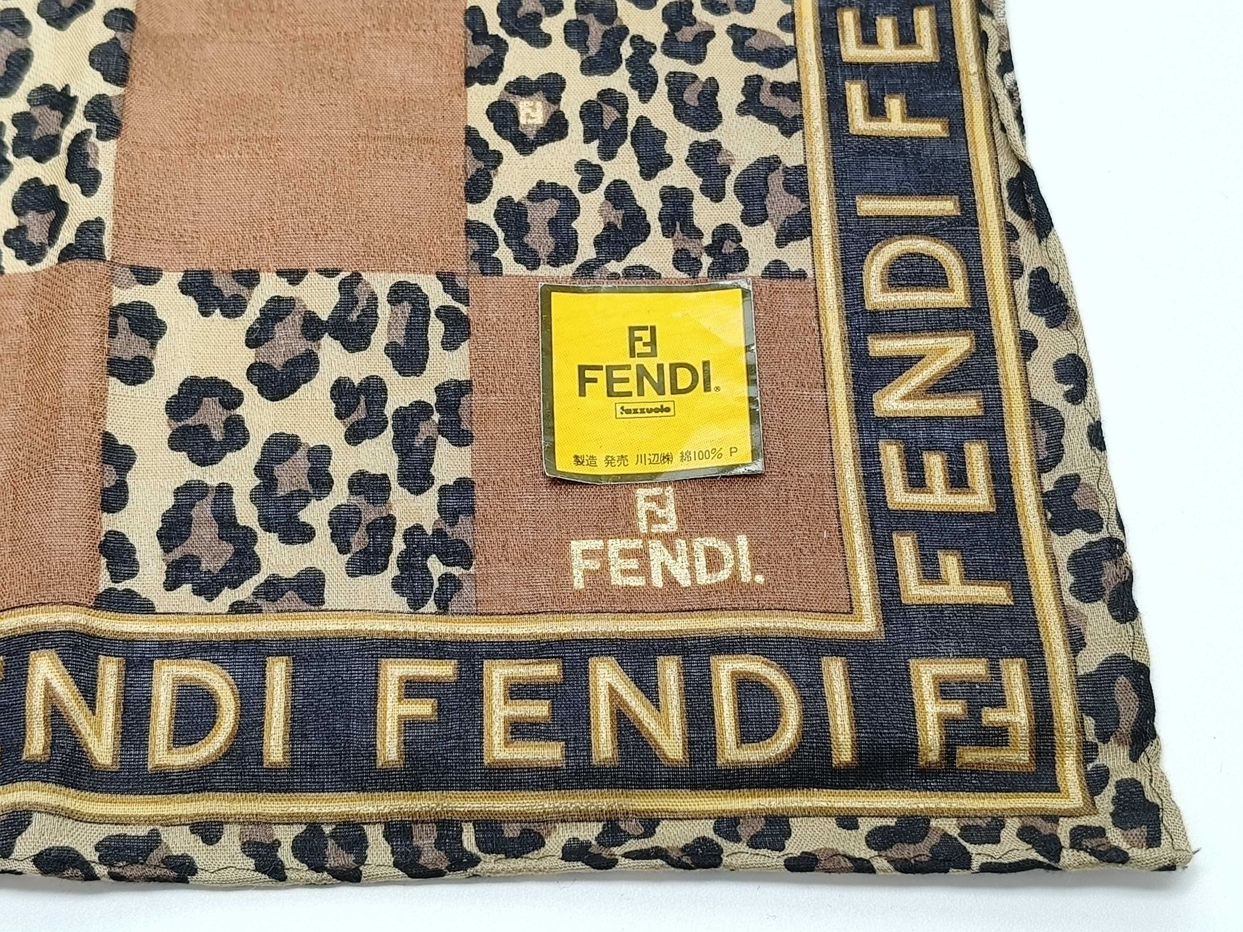 Zucca pattern Fendi handkerchief scarf with sticker FF Zucca border logo leopard print other accessories — view 5