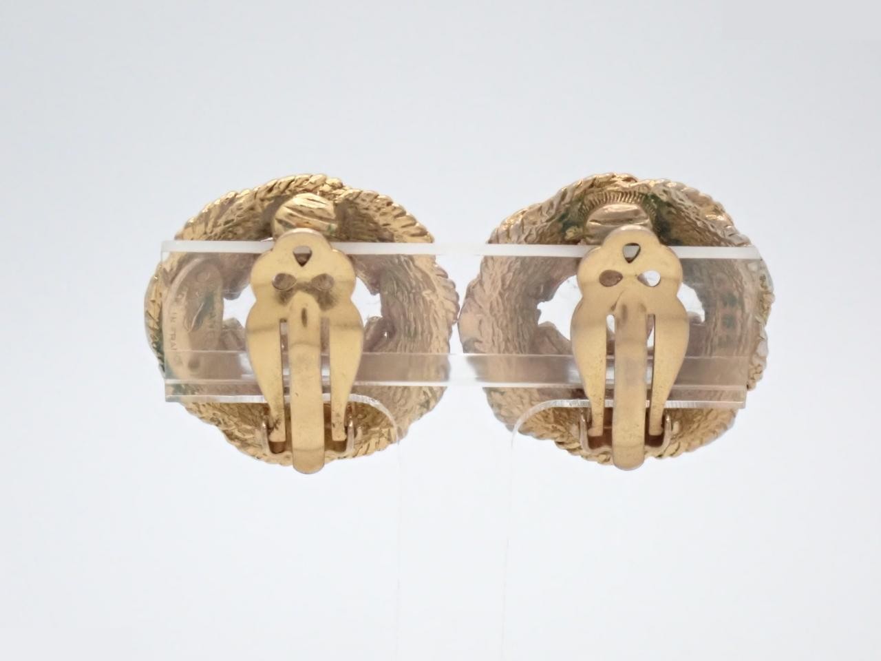 Coco Mark Gold Earrings with Twisted Rope Decoration — view 2