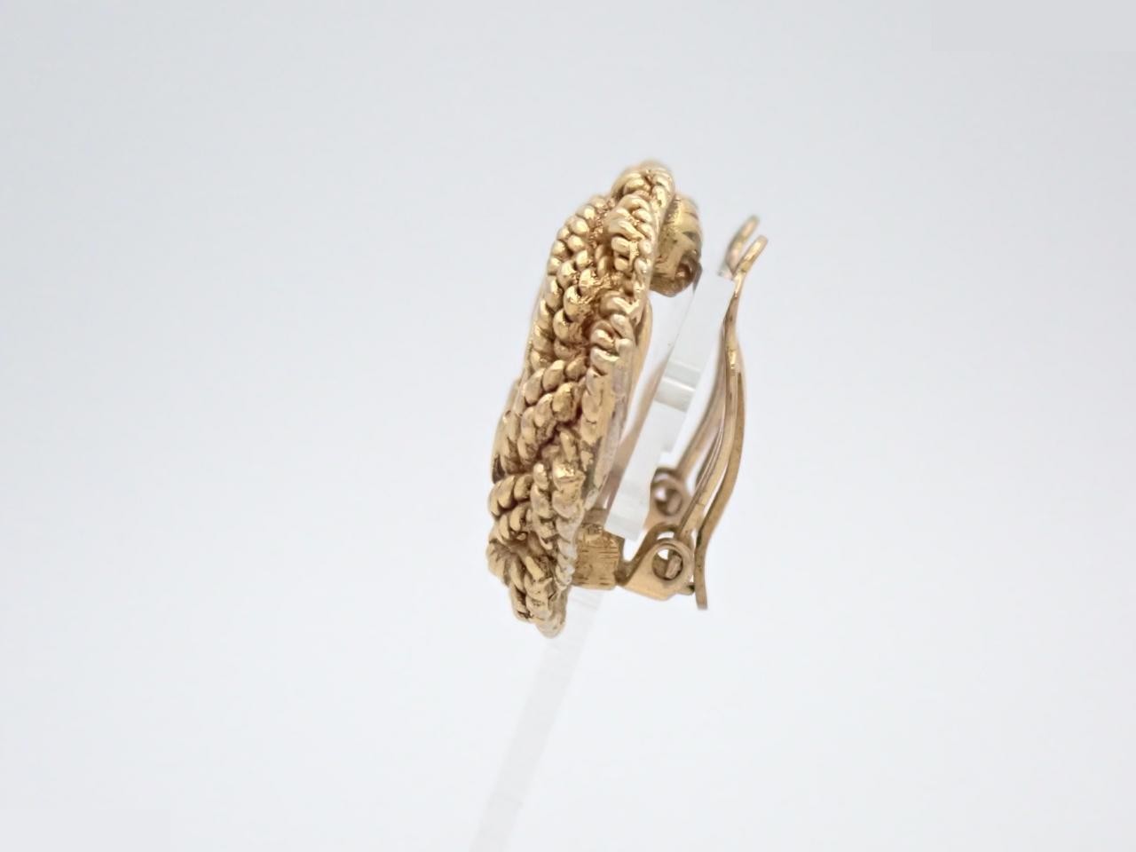 Coco Mark Gold Earrings with Twisted Rope Decoration — view 3