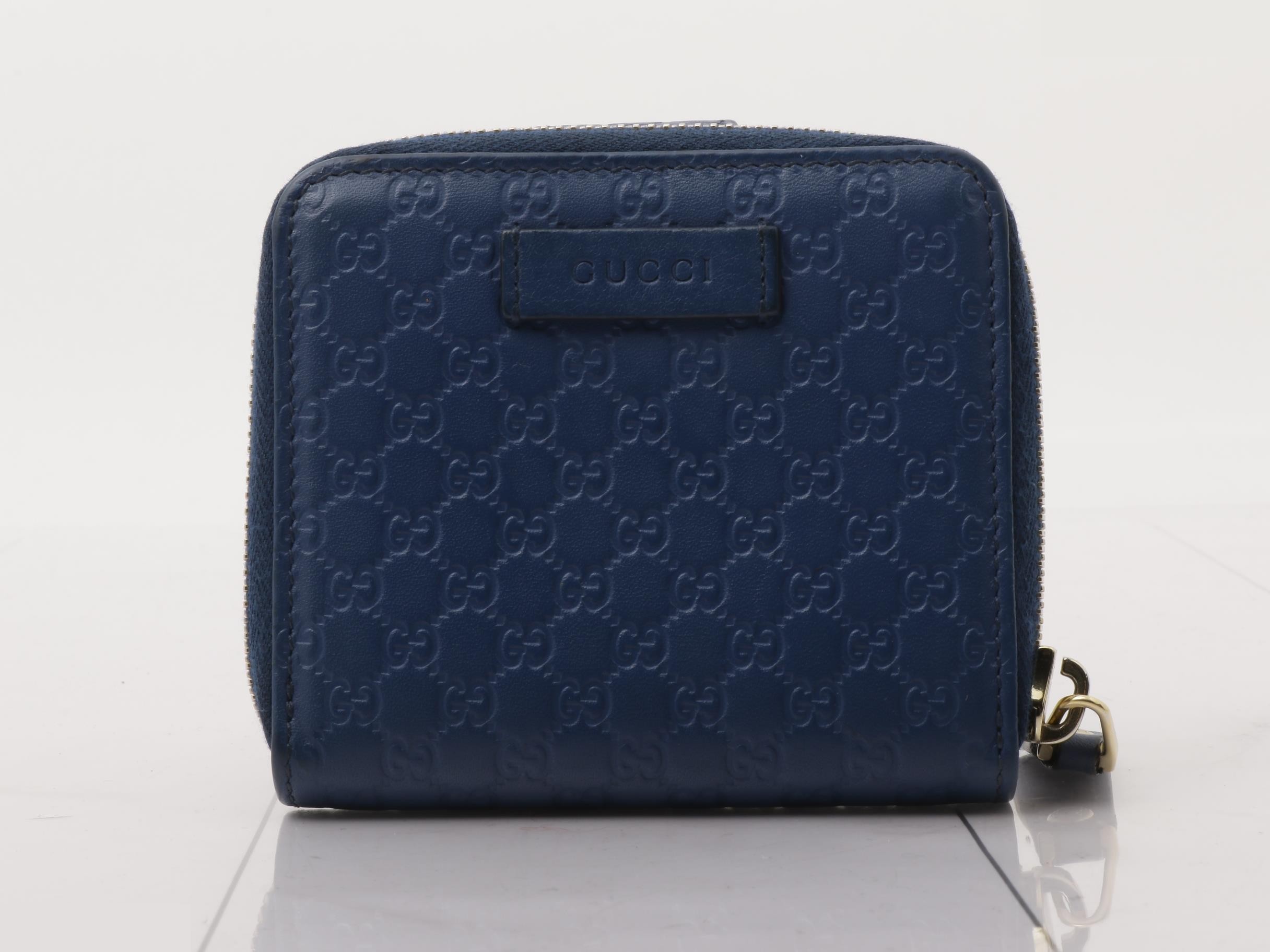 449395 Micro Guccishima round zipper wallet blue with bag