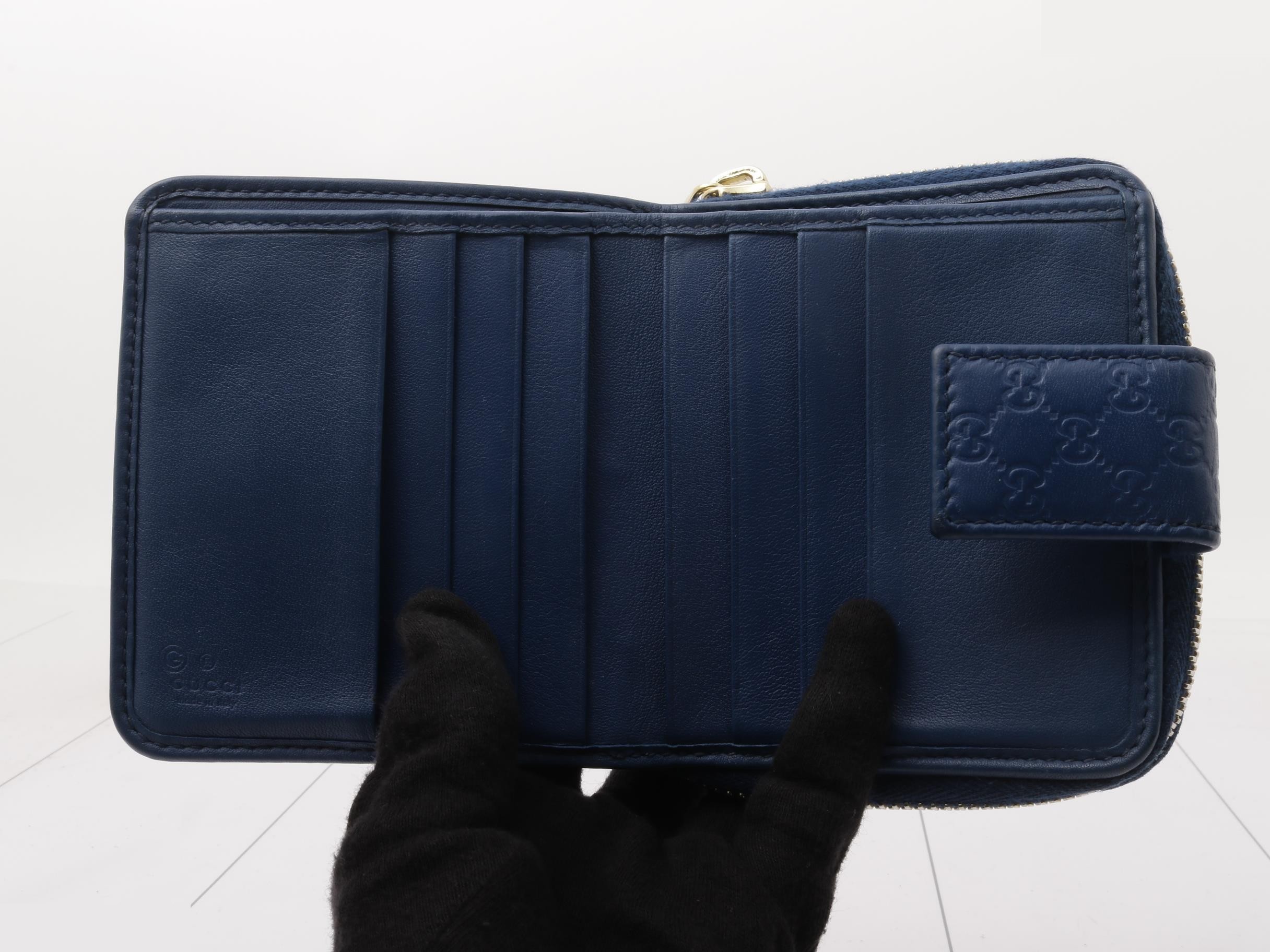 449395 Micro Guccishima round zipper wallet blue with bag — view 4