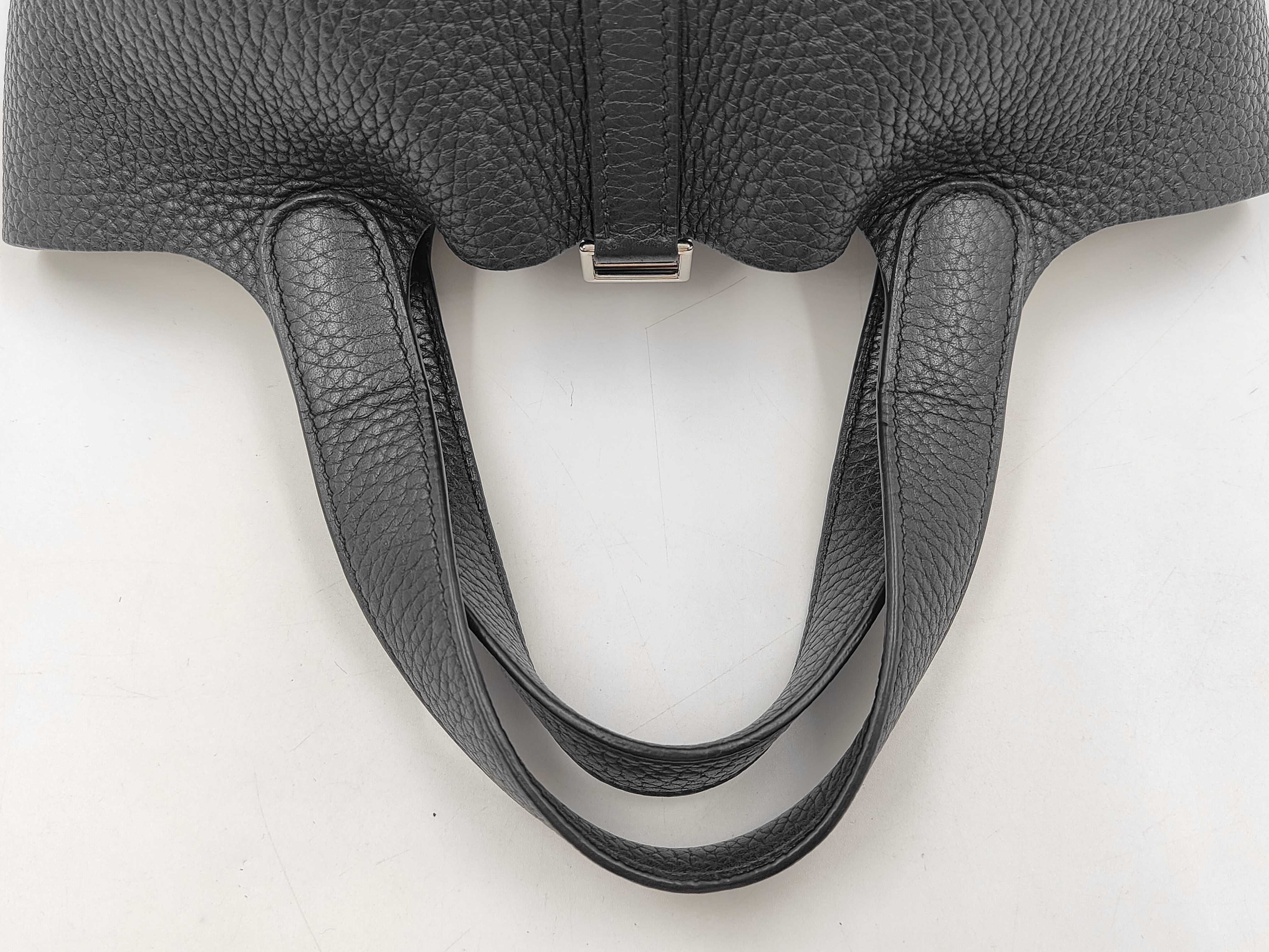 Picotin Lock PM Taurillon Leather Black Y Stamp Silver Handbag — view 3