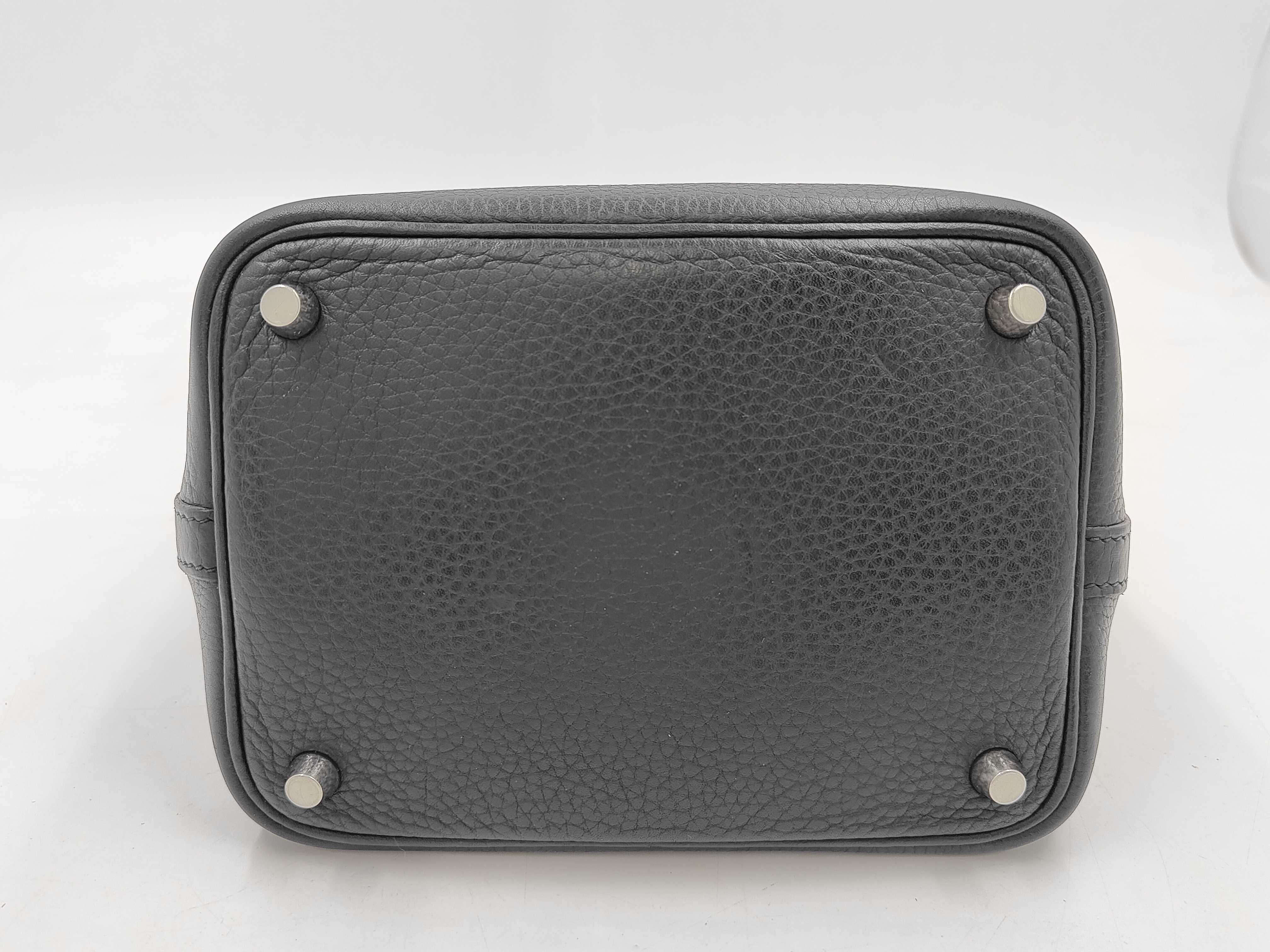 Picotin Lock PM Taurillon Leather Black Y Stamp Silver Handbag — view 6