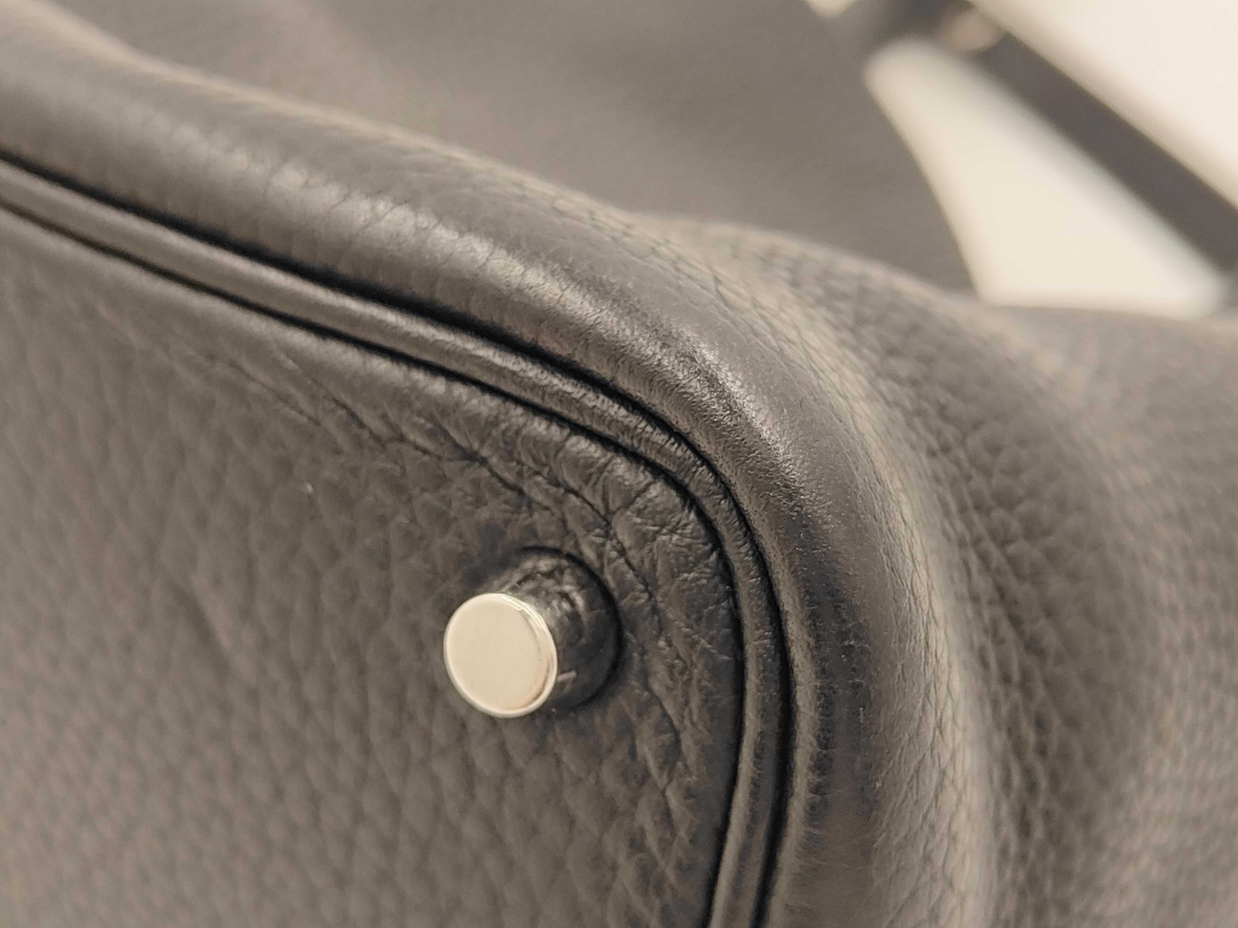 Picotin Lock PM Taurillon Leather Black Y Stamp Silver Handbag — view 7