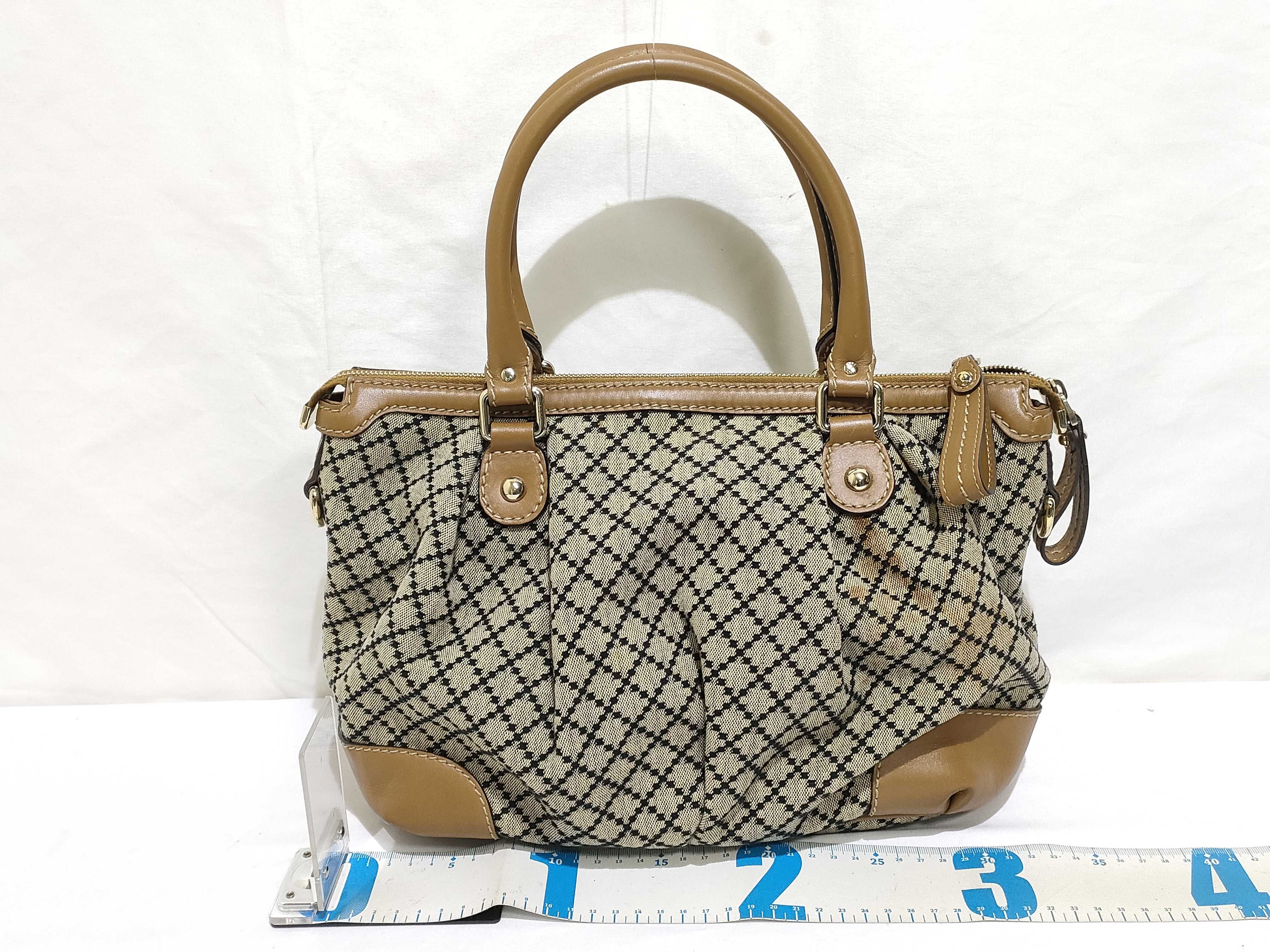 Diamante Sukey Canvas x Leather 2-Way Handbag Beige x Black 247902 Handbag — view 2