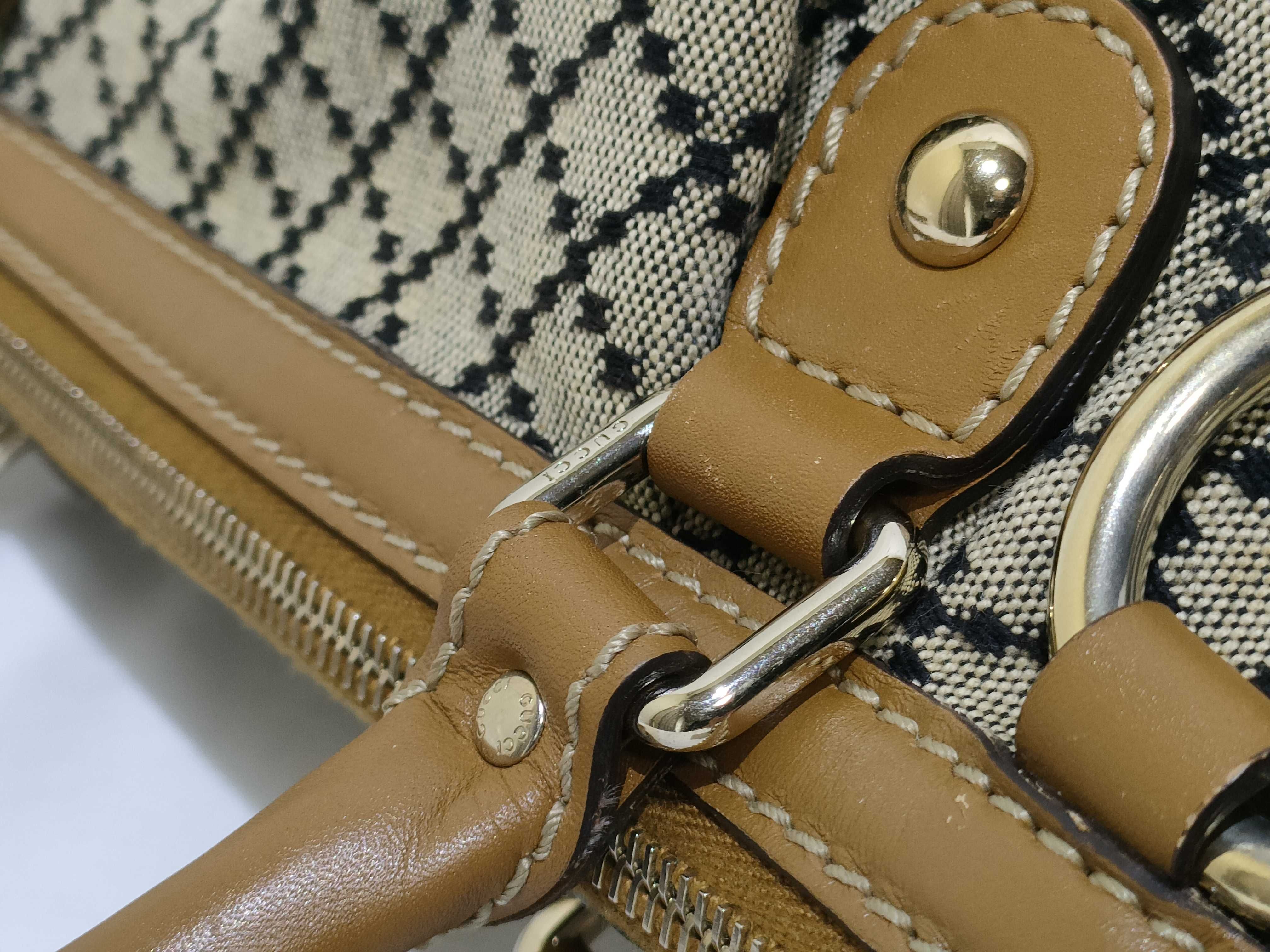 Diamante Sukey Canvas x Leather 2-Way Handbag Beige x Black 247902 Handbag — view 5