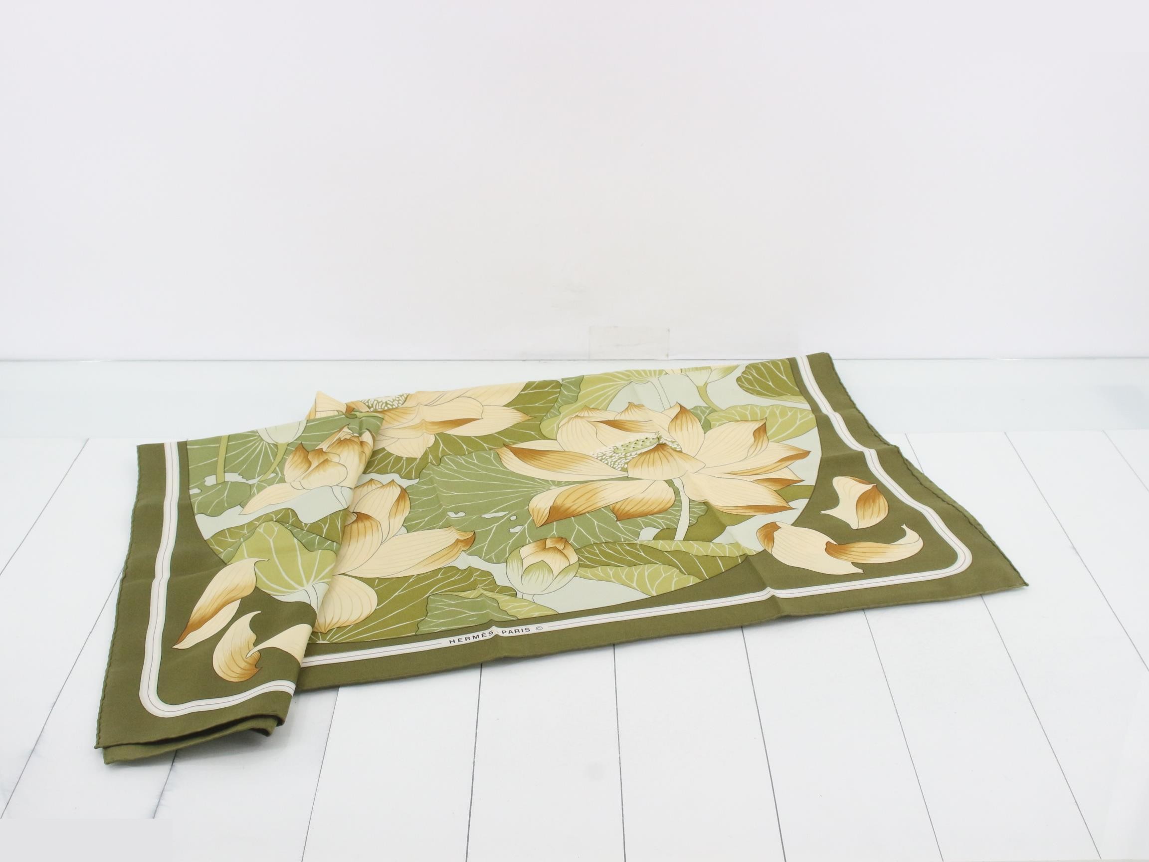 Carre 90 Lotus Flower Silk Scarf — view 3