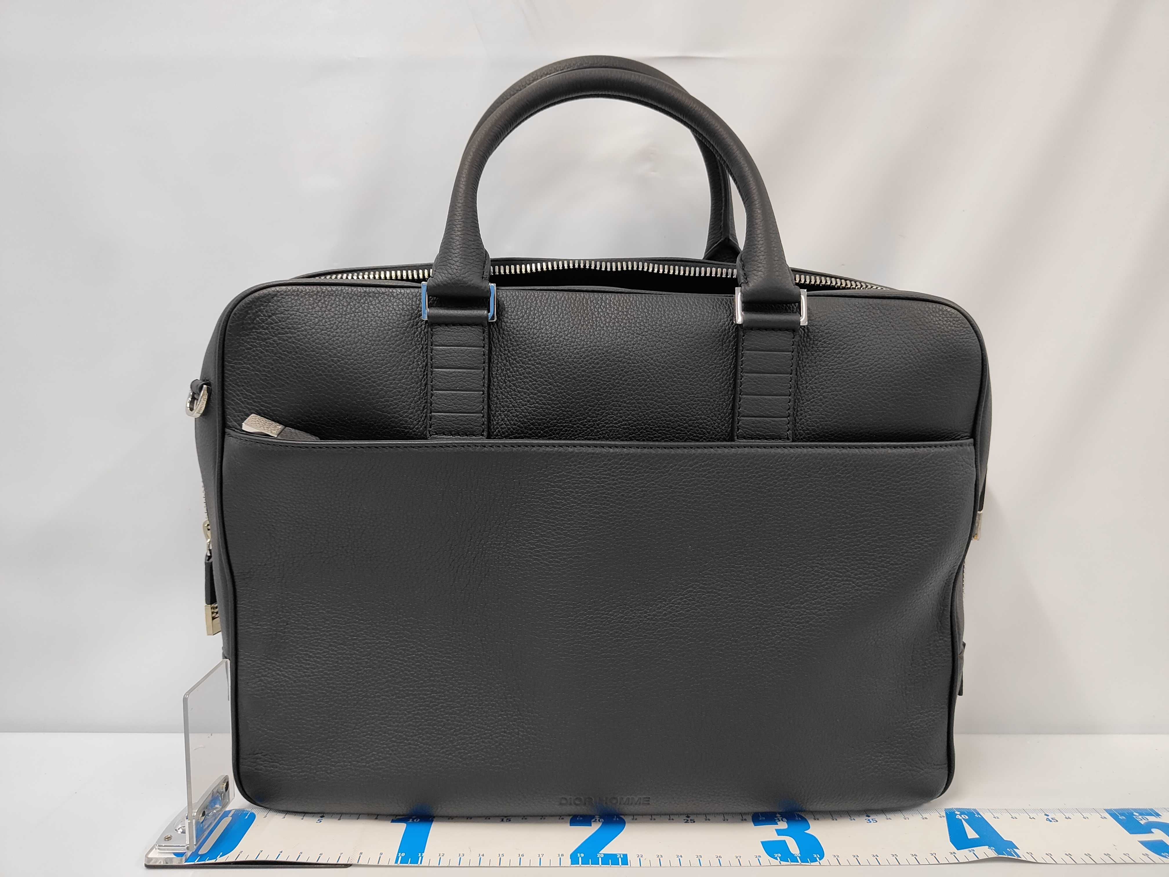 Black Leather Briefcase Business Bag — view 2