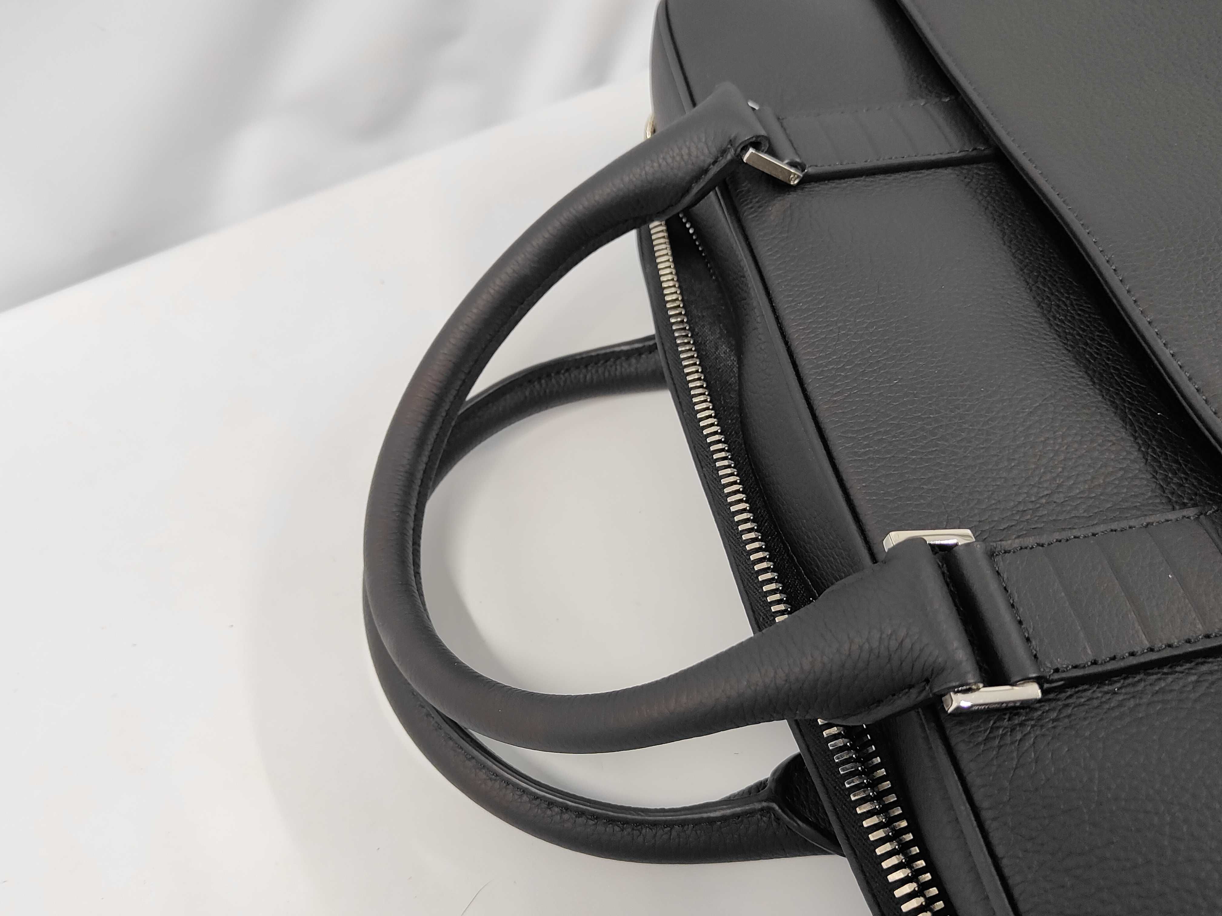 Black Leather Briefcase Business Bag — view 5