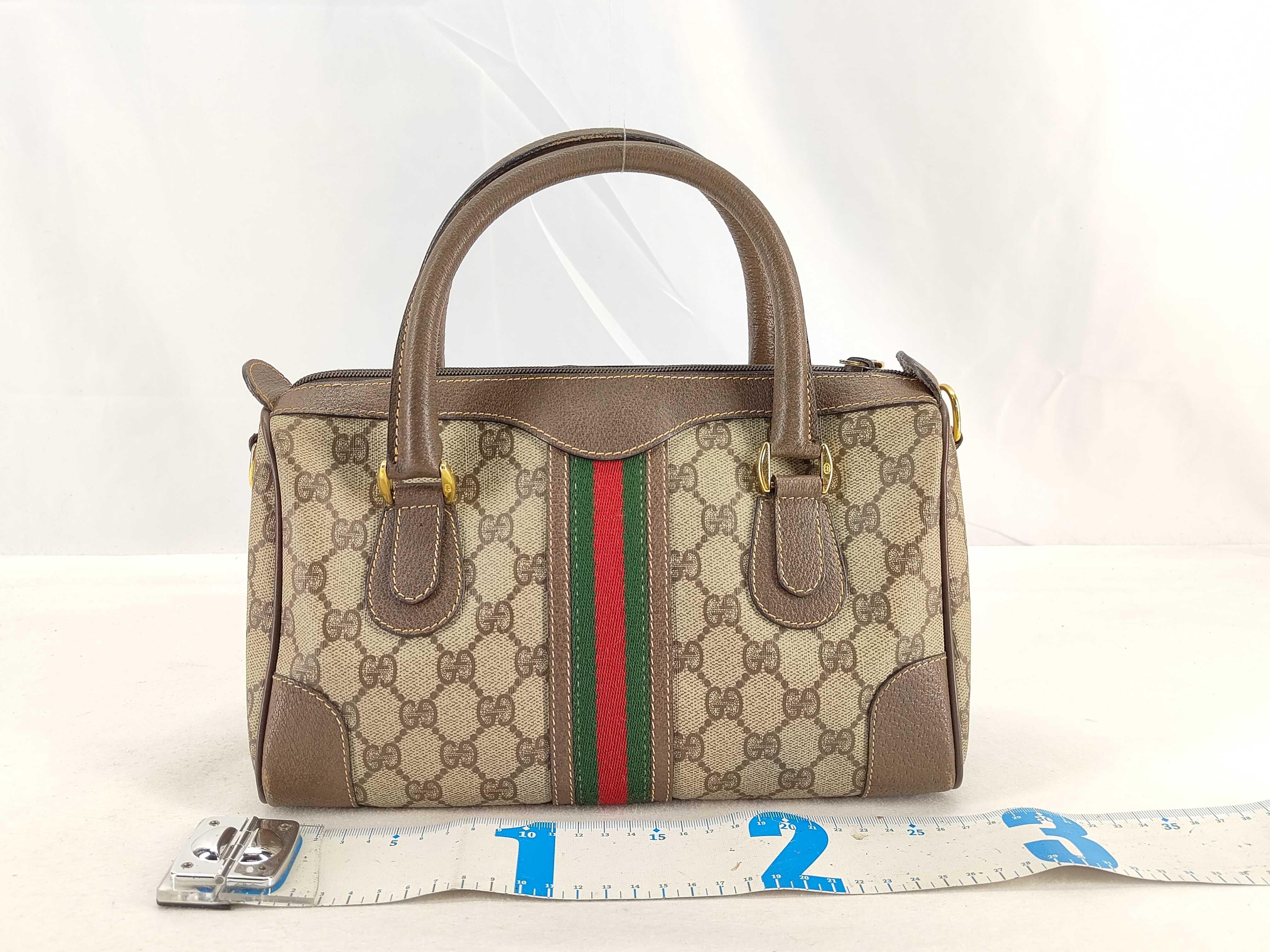 GG Supreme Gucci 002 39 0269 GG Supreme Sherry Line Boston Bag PVC Leather Brown Boston Bag — view 2