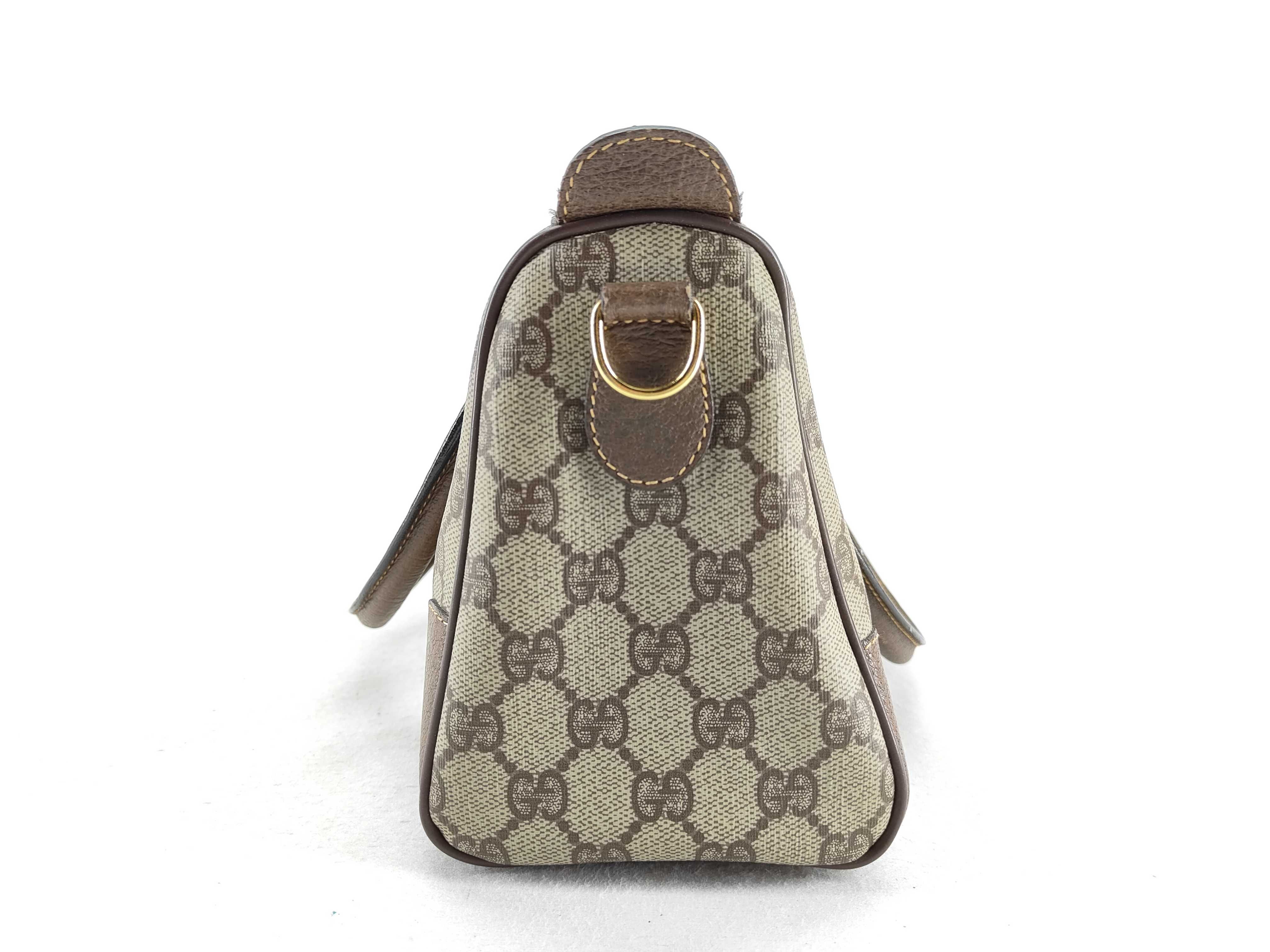 GG Supreme Gucci 002 39 0269 GG Supreme Sherry Line Boston Bag PVC Leather Brown Boston Bag — view 11
