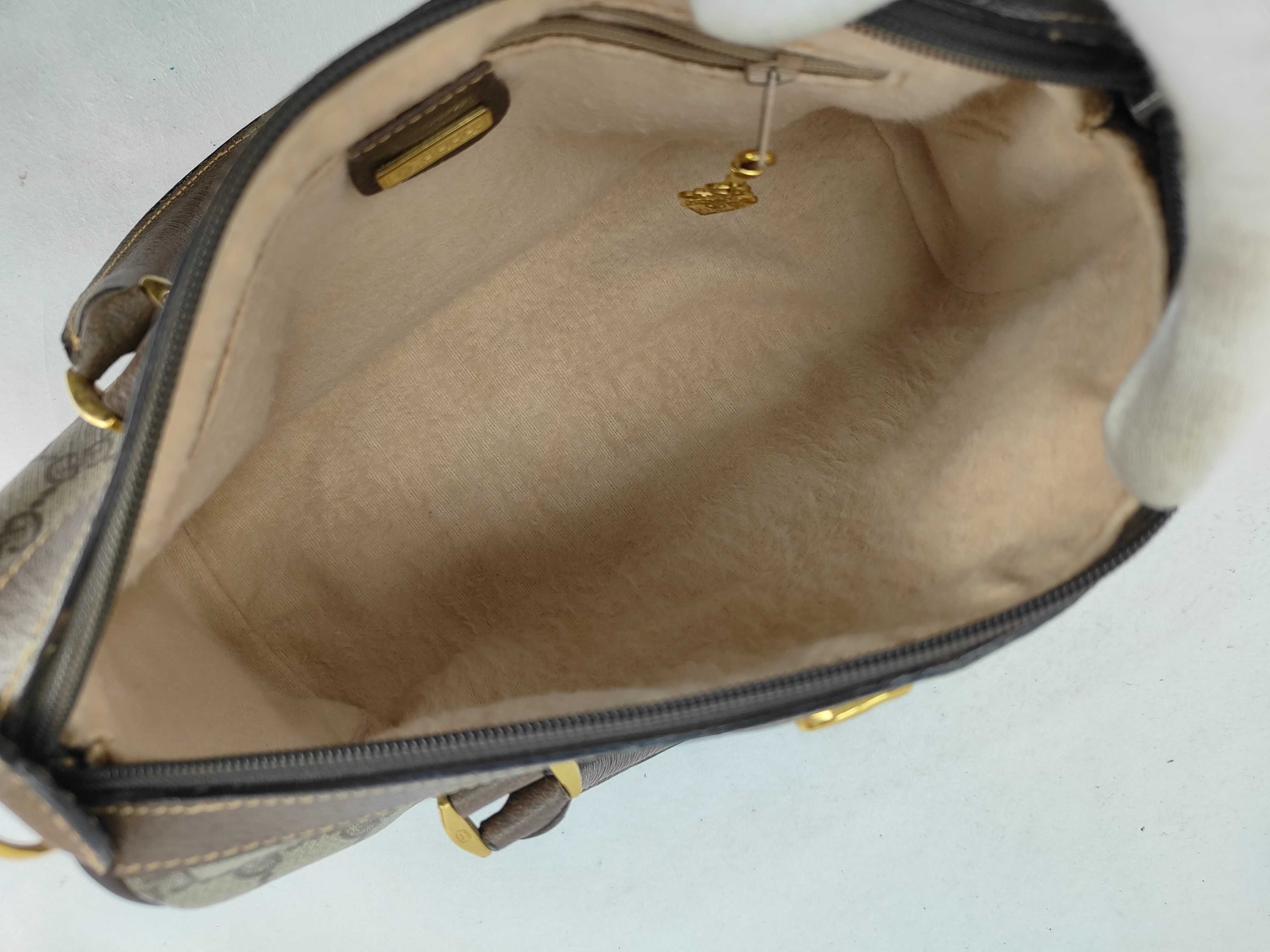 GG Supreme Gucci 002 39 0269 GG Supreme Sherry Line Boston Bag PVC Leather Brown Boston Bag — view 12