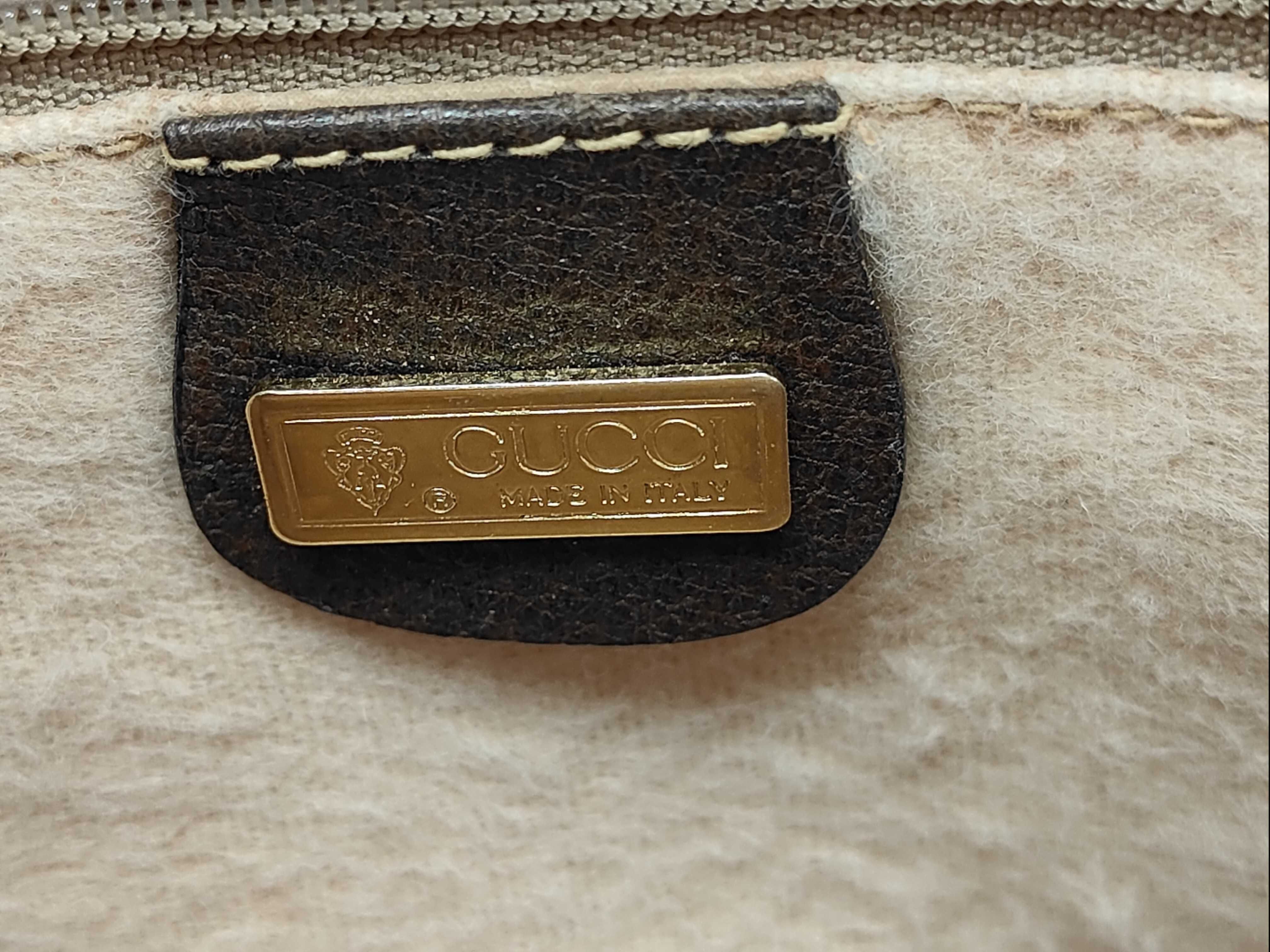 GG Supreme Gucci 002 39 0269 GG Supreme Sherry Line Boston Bag PVC Leather Brown Boston Bag — view 13