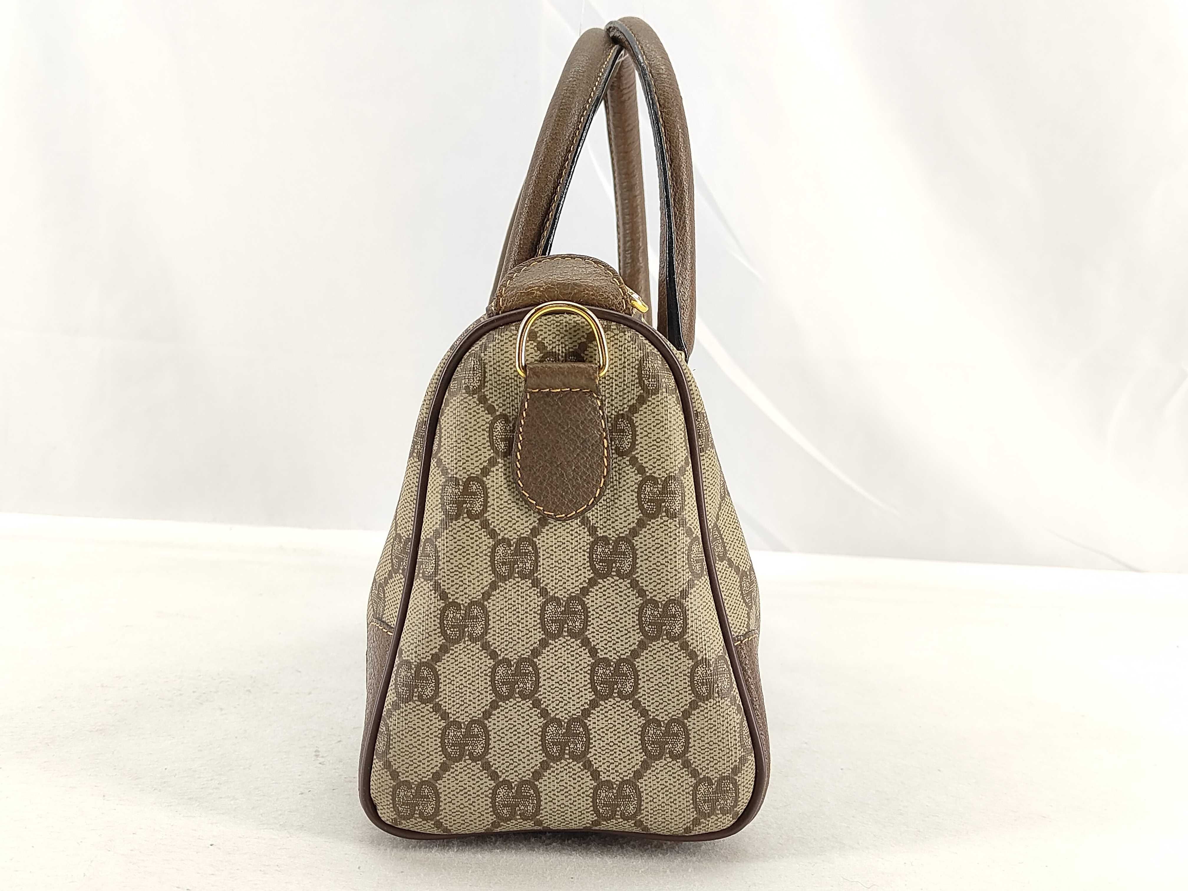 GG Supreme Gucci 002 39 0269 GG Supreme Sherry Line Boston Bag PVC Leather Brown Boston Bag — view 3